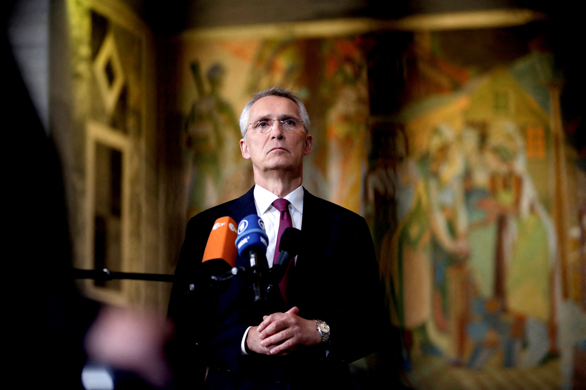 NATO Secretary General Jens Stoltenberg is seen at Oslo City Hall in Norway on Thursday.
