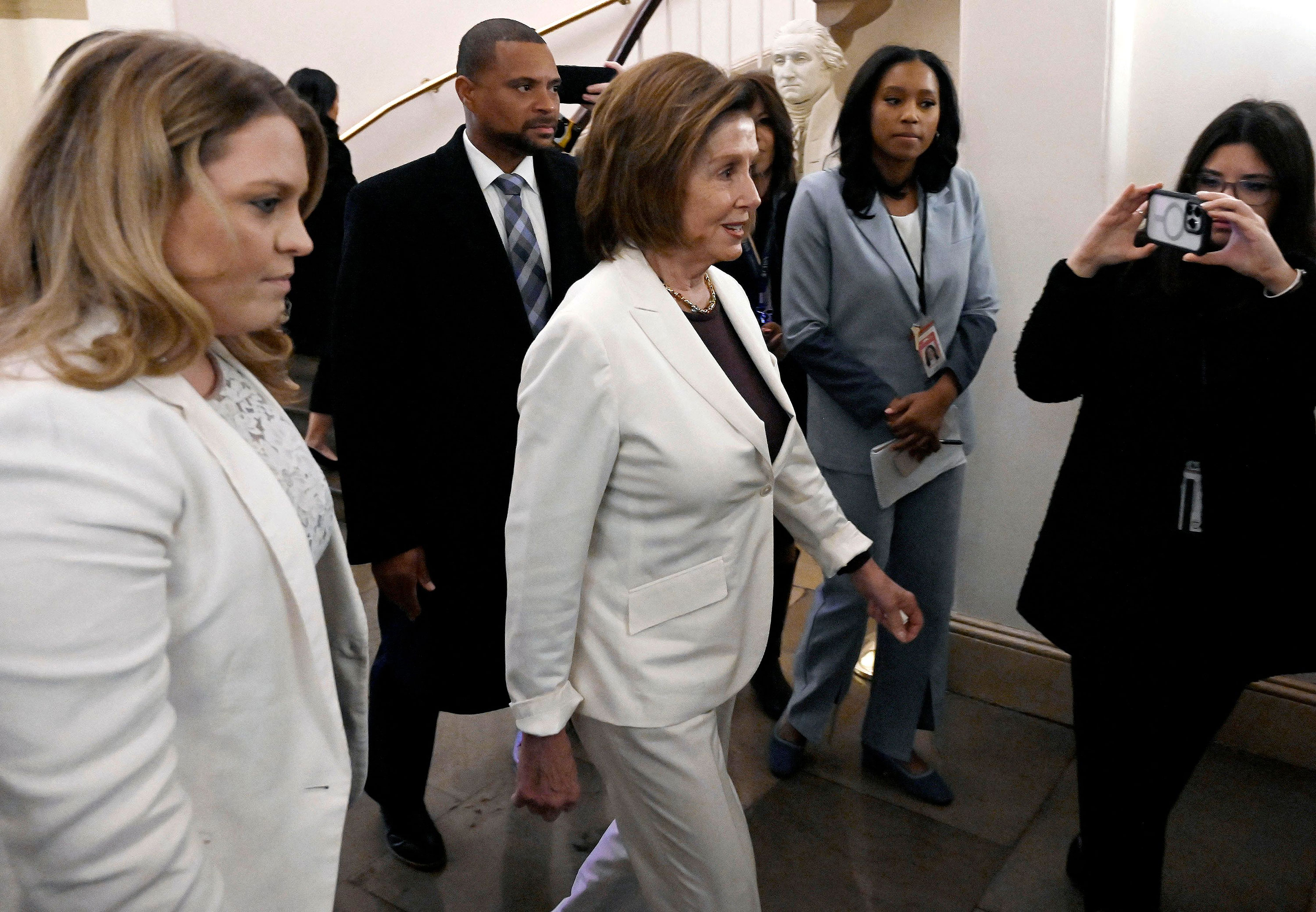 House Speaker Nancy Pelosi arrives at the Capitol in Washington, DC, on November 17. 