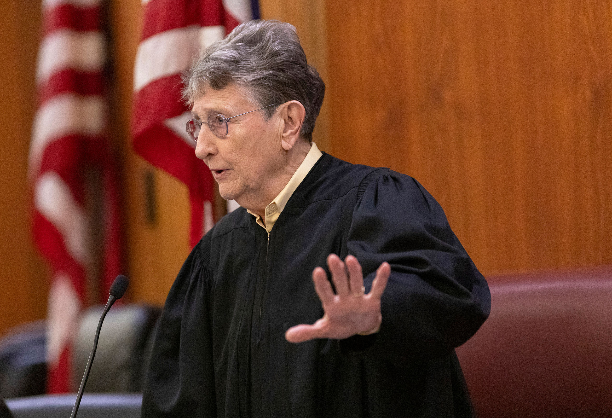 Judge Jean Toal talks to the court during the Alex Murdaugh jury-tampering hearing at the Richland County Judicial Center on Monday in Columbia, South Carolina.