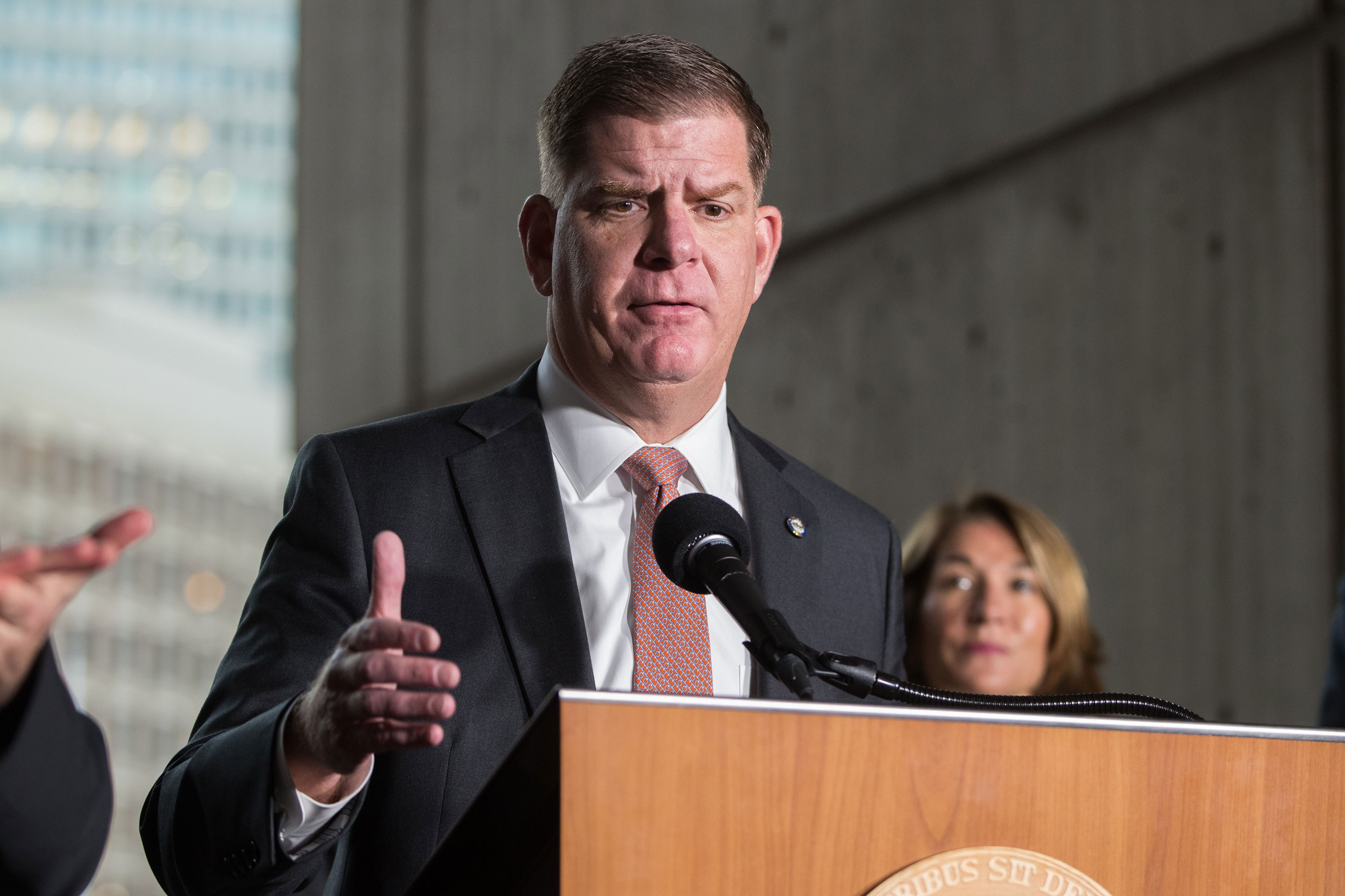 Boston Mayor Marty Walsh speaks on March 13.