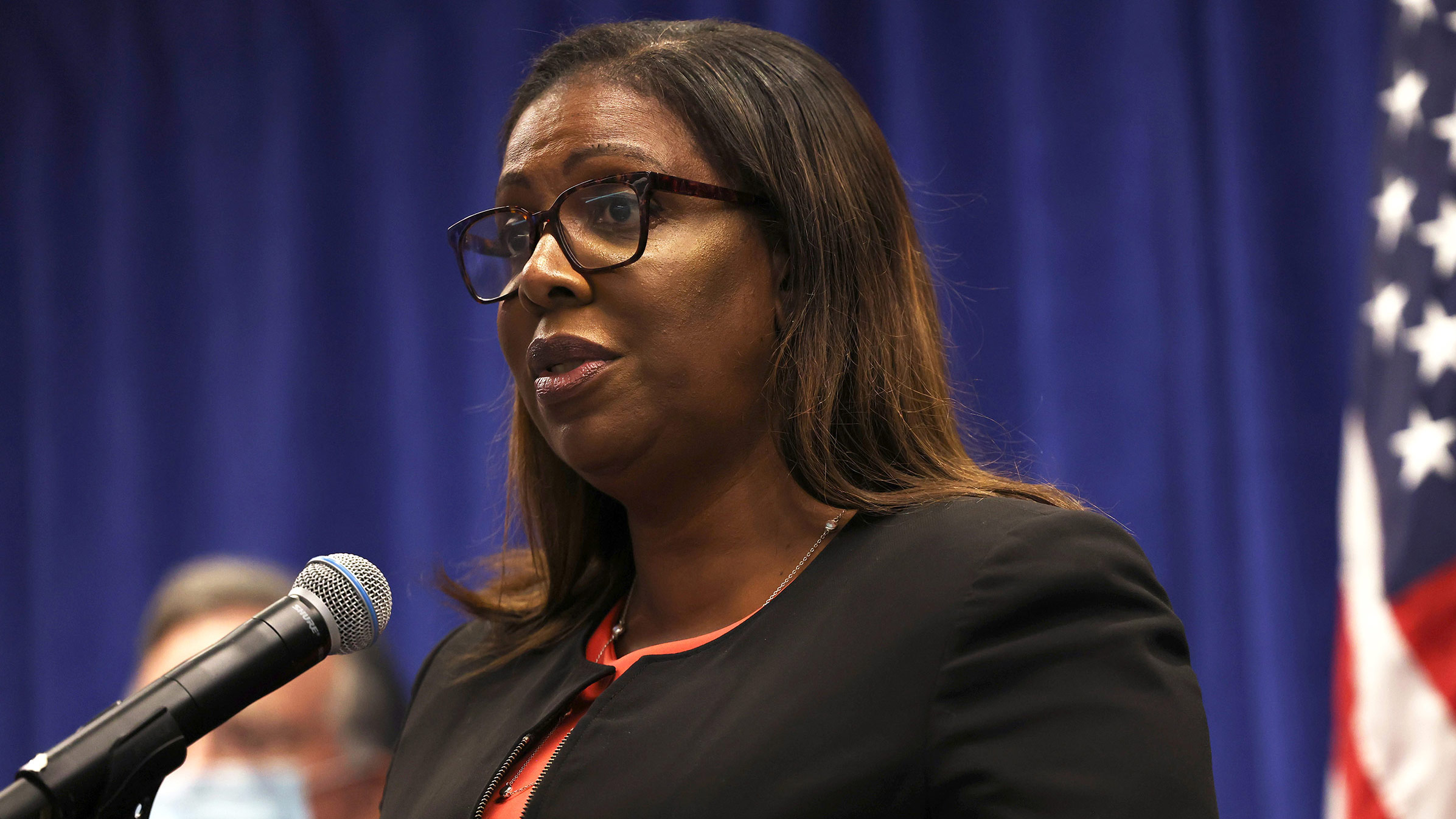 New York Attorney General Letitia James speaks during a news conference on August 6, 2020, in New York City. 