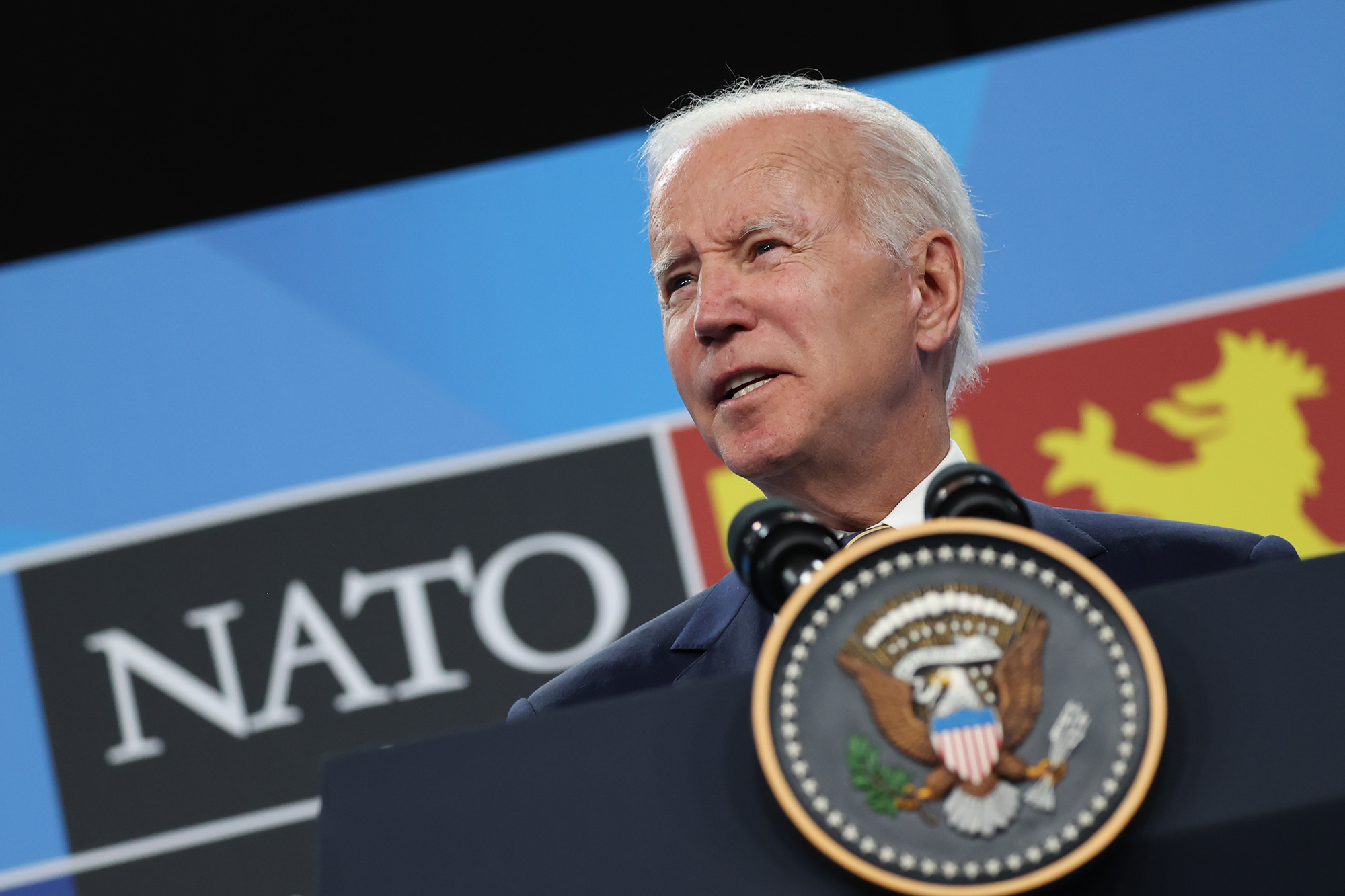 President Joe Biden speaks during a press conference on the final day of the NATO Summit in Madrid, Spain on June 30.