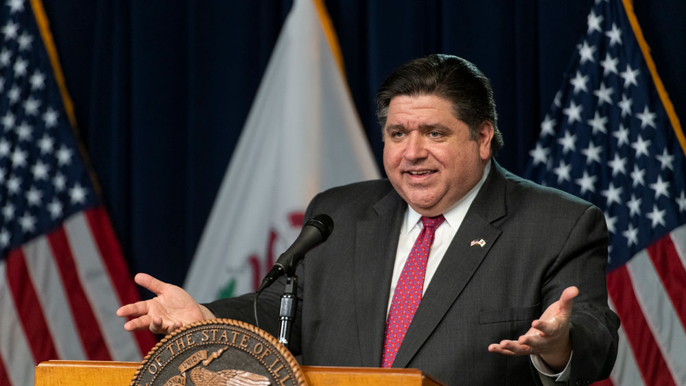 Gov. J.B. Pritzker speaks during his daily coronavirus news conference at the Thompson Center in Chicago, Friday, April 17.