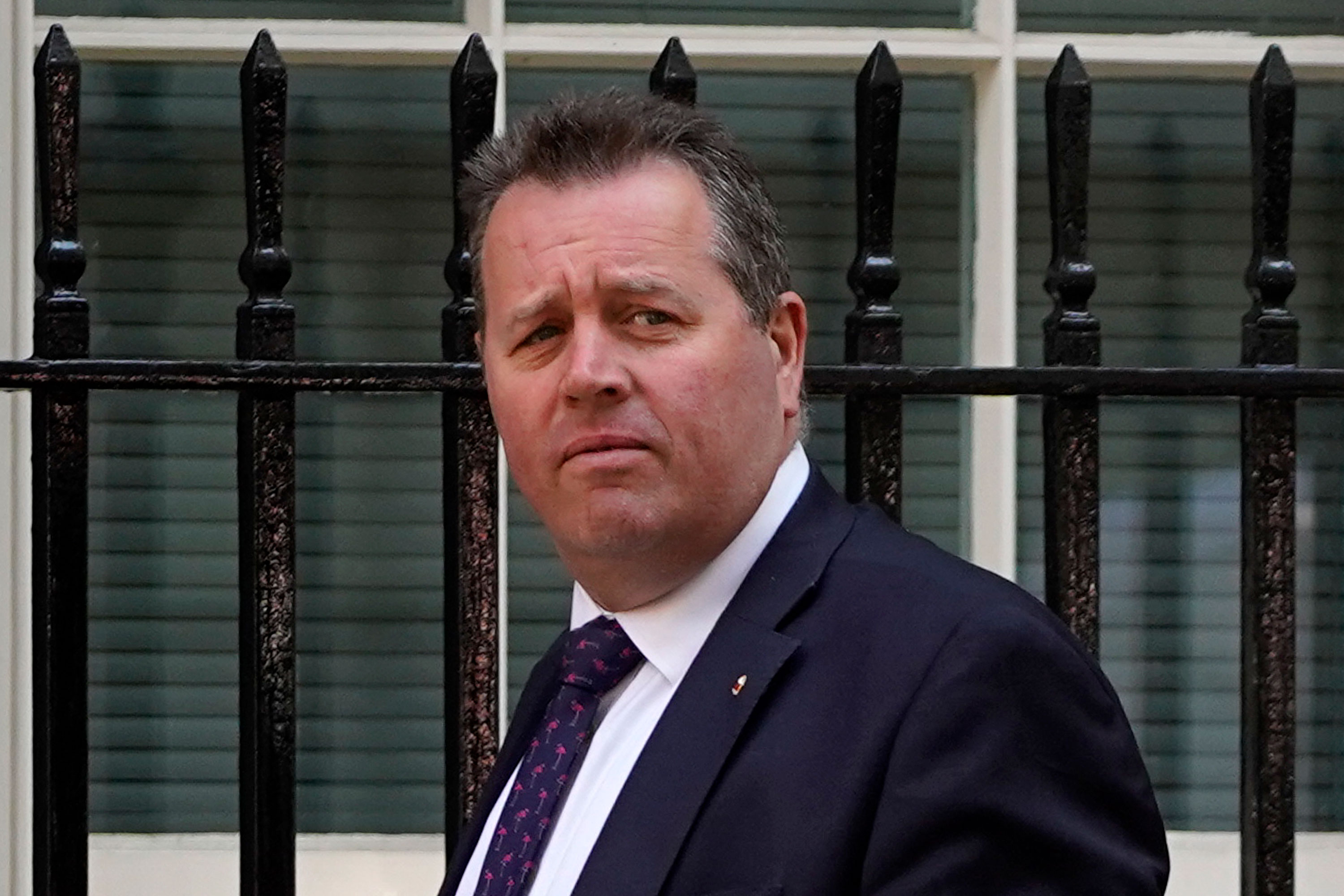 UK House of Commons Leader Mark Spencer arrives at 10 Downing Street in London to attend a Cabinet meeting on Thursday.