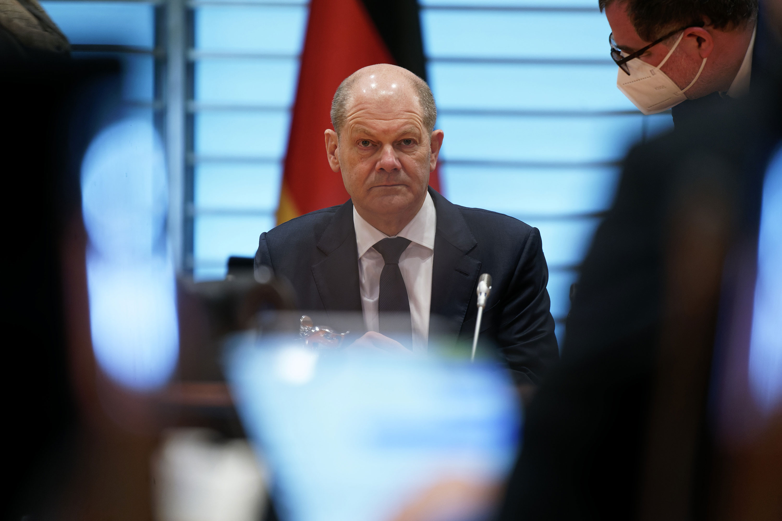 German Chancellor Olaf Scholz attends a meeting of the German Federal Cabinet in Berlin in April.