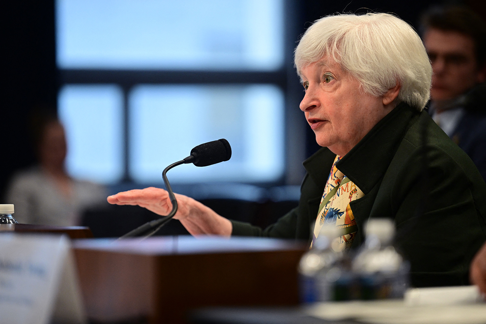 US Treasury Secretary Janet Yellen testifies at a House Appropriations Committee Financial Services and General Government Subcommittee hearing on "President Biden's FY2024 Budget Request and Economic Outlook," on Capitol Hill, March 23, in Washington, DC. 