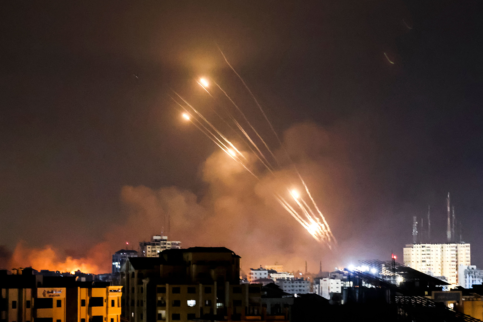 Rockets are fired toward Israel from Gaza on October 8. 