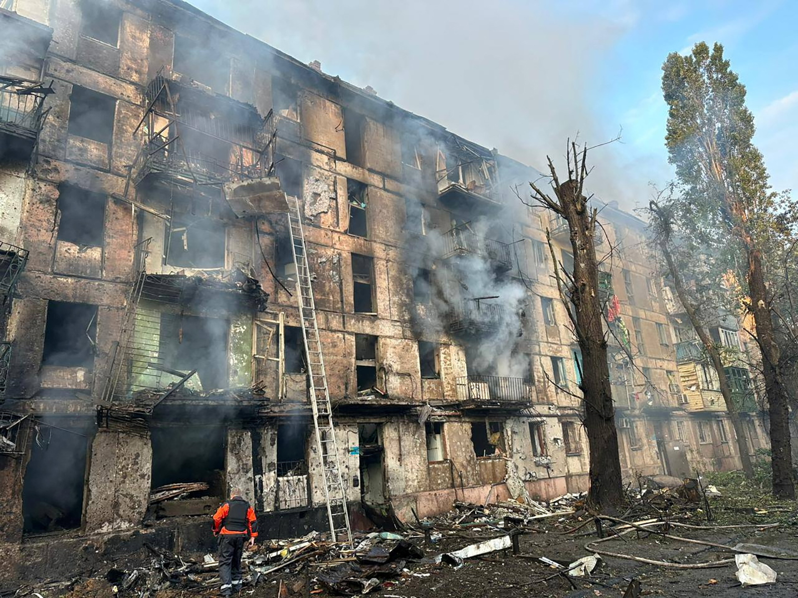 Residential building heavily damaged by a Russian missile strike in Kryvyi Rih, Dnipropetrovsk region, Ukraine on June 13.