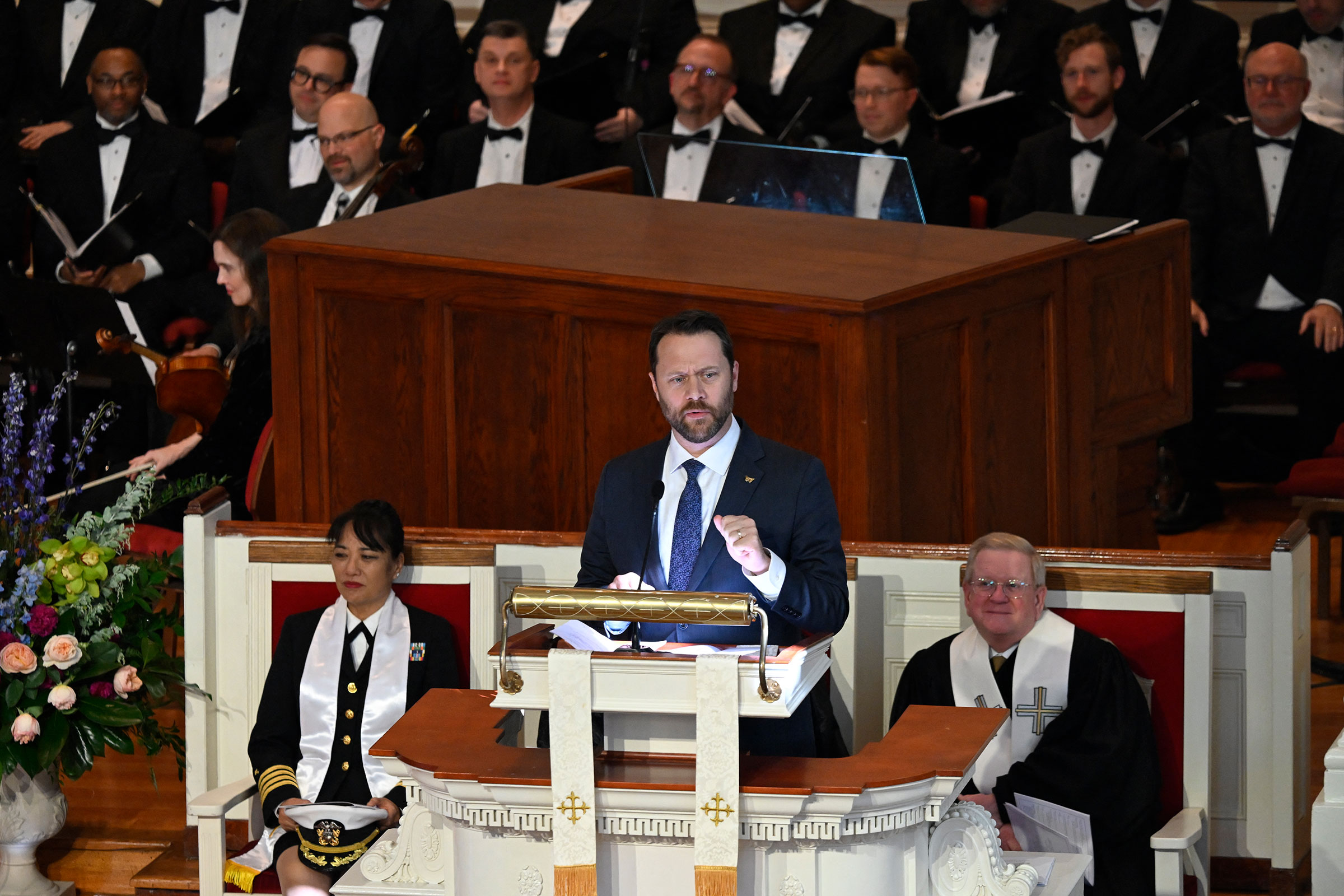 Jason Carter speaks during a tribute service for former first lady Rosalynn Carter on Tuesday in Atlanta. 