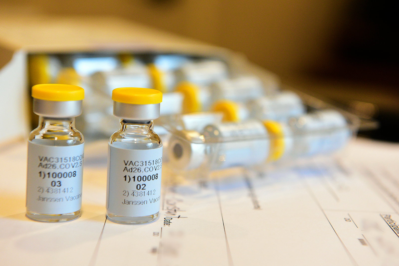 A single-dose COVID-19 vaccine being developed by Johnson & Johnson is seen in September. 