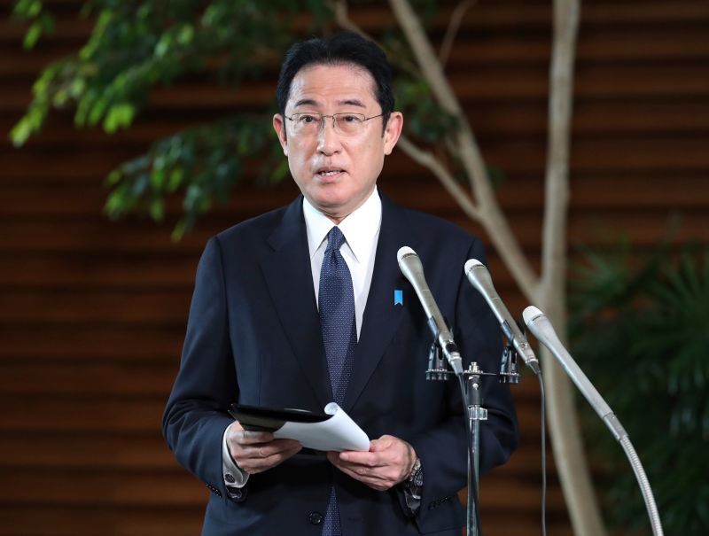 Japanese Prime Minister Fumio Kishida speaks at press conference in Tokyo on May 9.