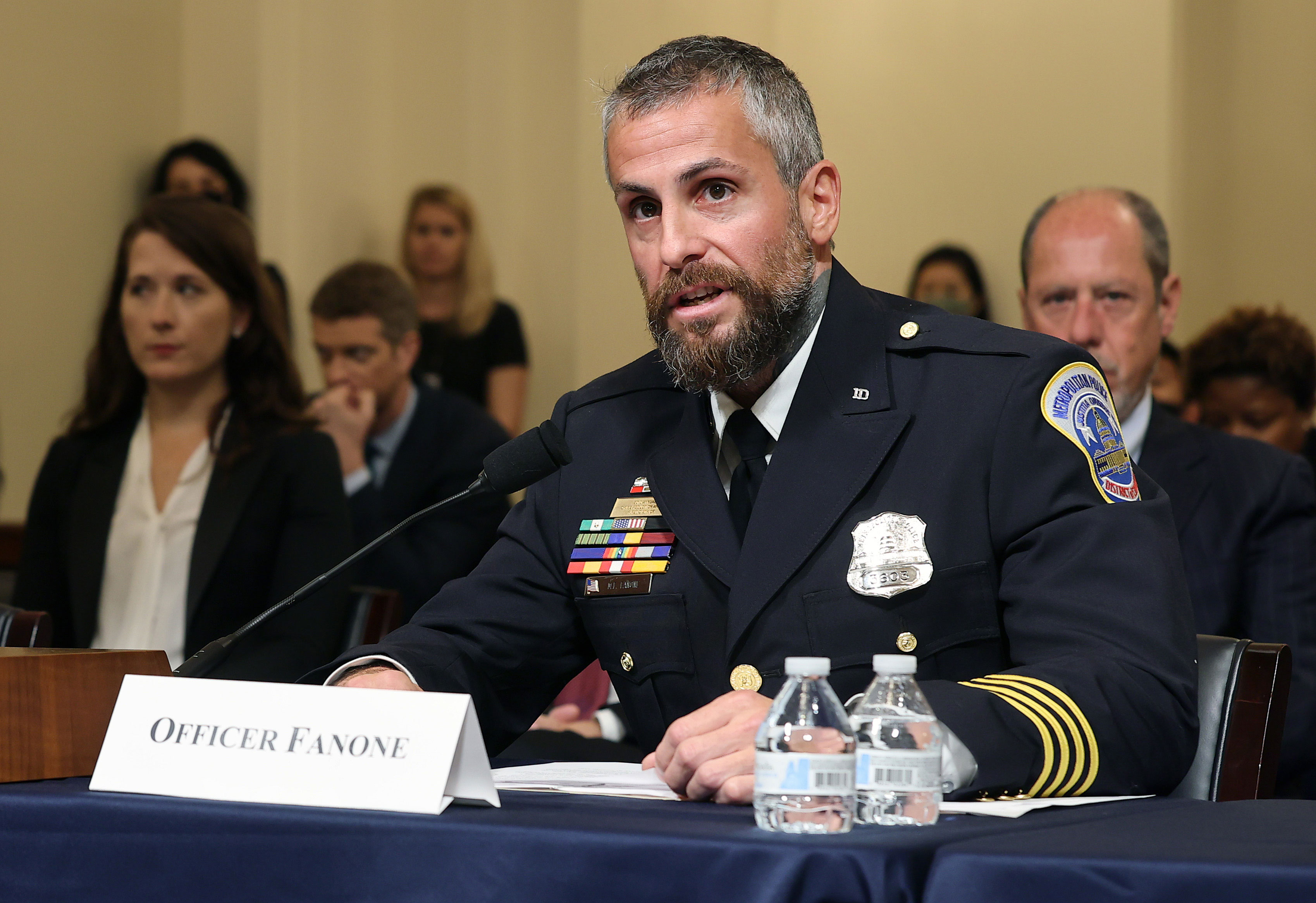Metropolitan Police Officer Michael Fanone testifies on Tuesday, July 27.