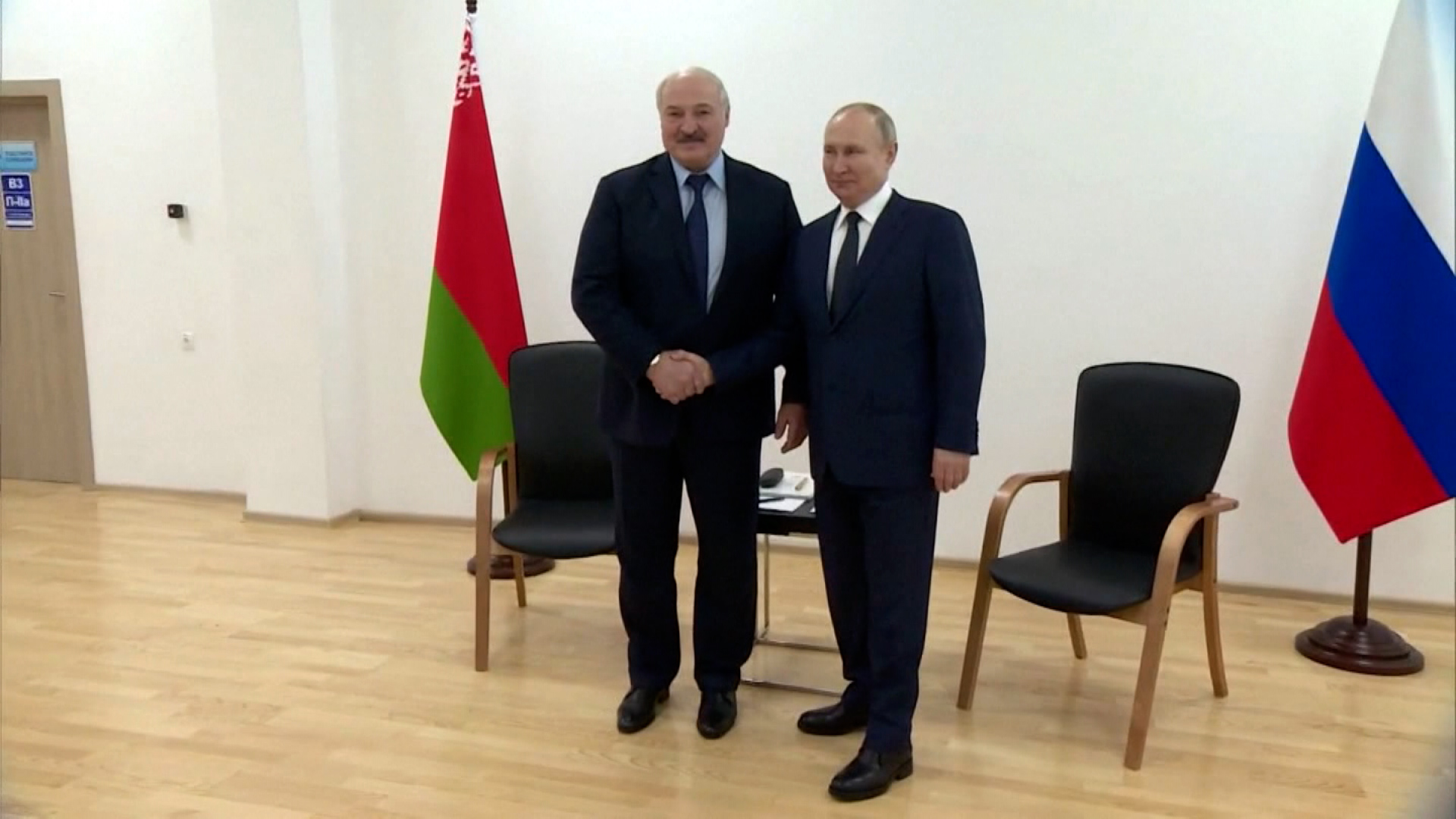 Russian President Vladimir Putin, right, and his Belarusian counterpart Alexander Lukashenko on April 12.