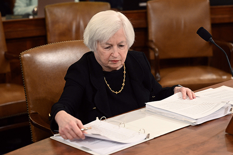 US Treasury Secretary Janet Yellen prepares to testify before the House Committee on Ways and Means on the administration's proposed budget for fiscal year 2024, today on Capitol Hill.
