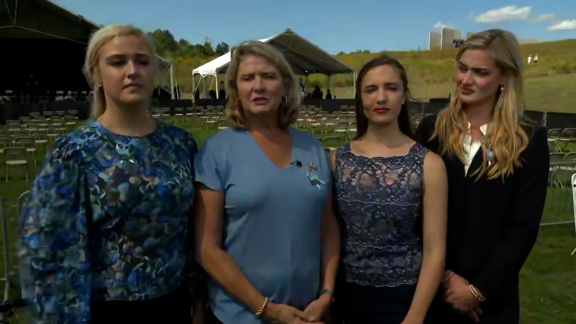 Deena Burnett Bailey, the wife of a Flight 93 victim, speaks with CNN from Shanksville, Pennsylvania, on September 11. She is joined by her daughters.