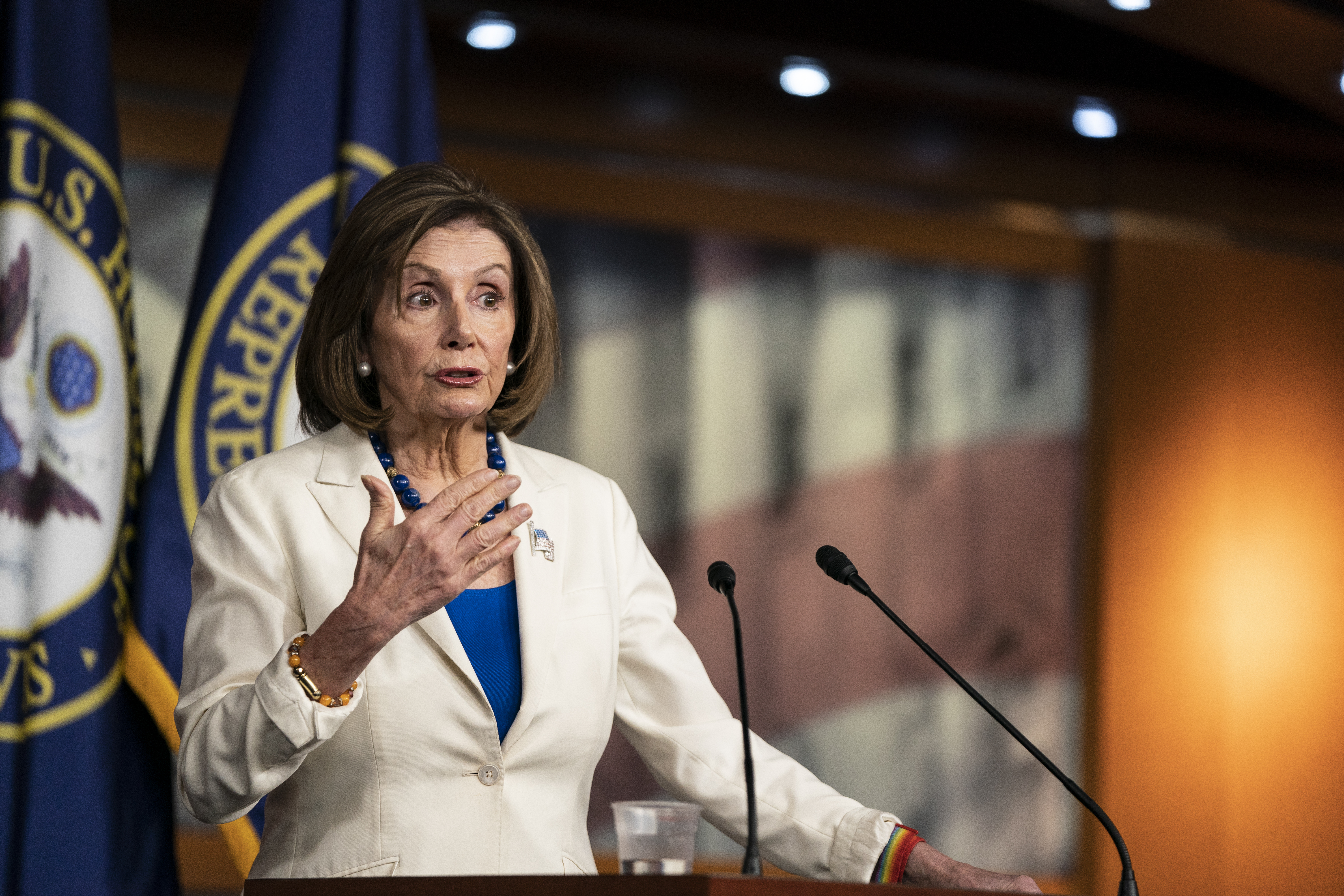 House Speaker Nancy Pelosi speaks to the media during her weekly press conference on November 21, 2019. 