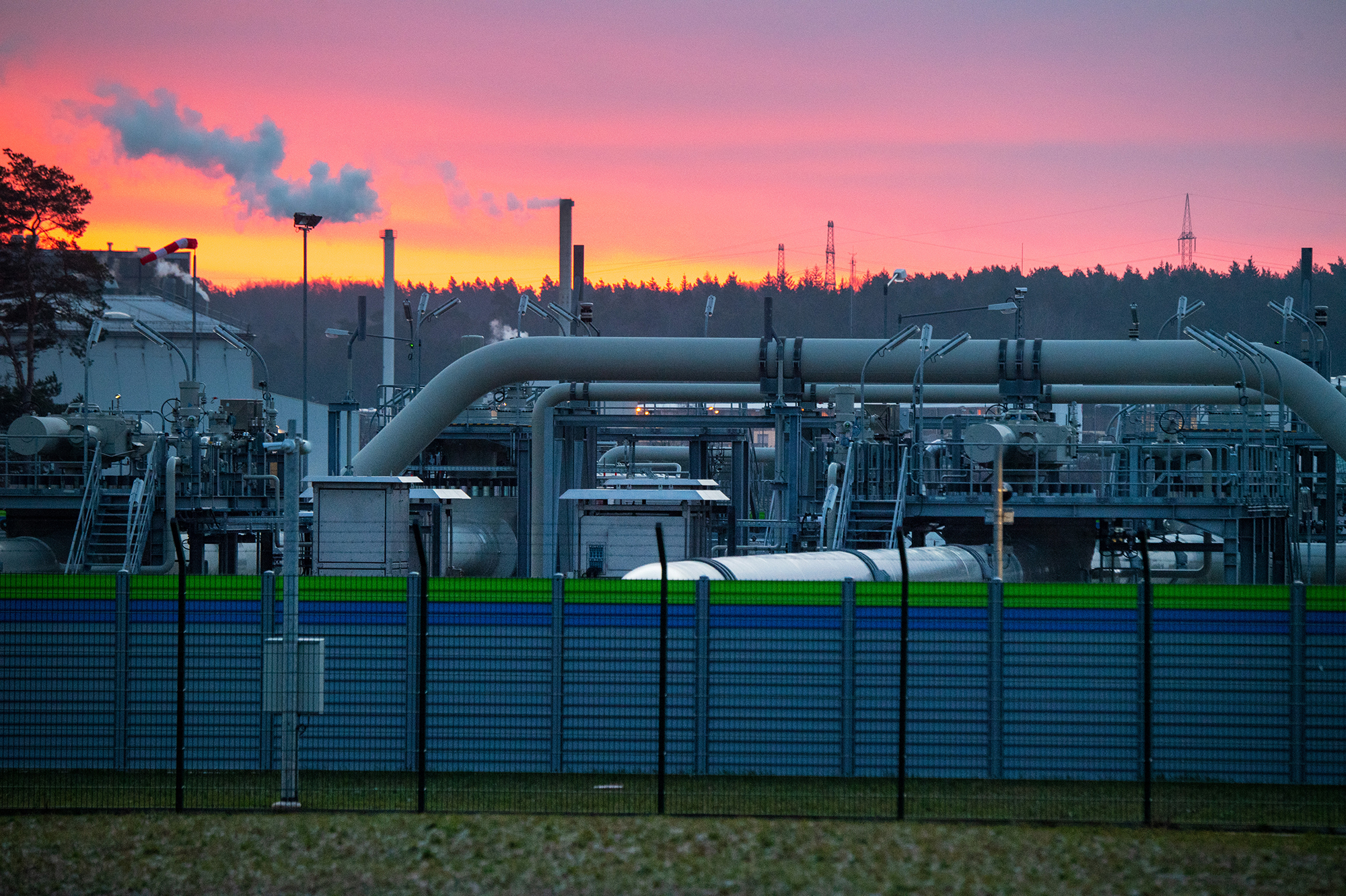 View of pipe systems and shut-off devices at the gas receiving station of the Nord Stream 2 Baltic Sea pipeline at Mecklenburg-Western Pomerania, Germany, on January 7.
