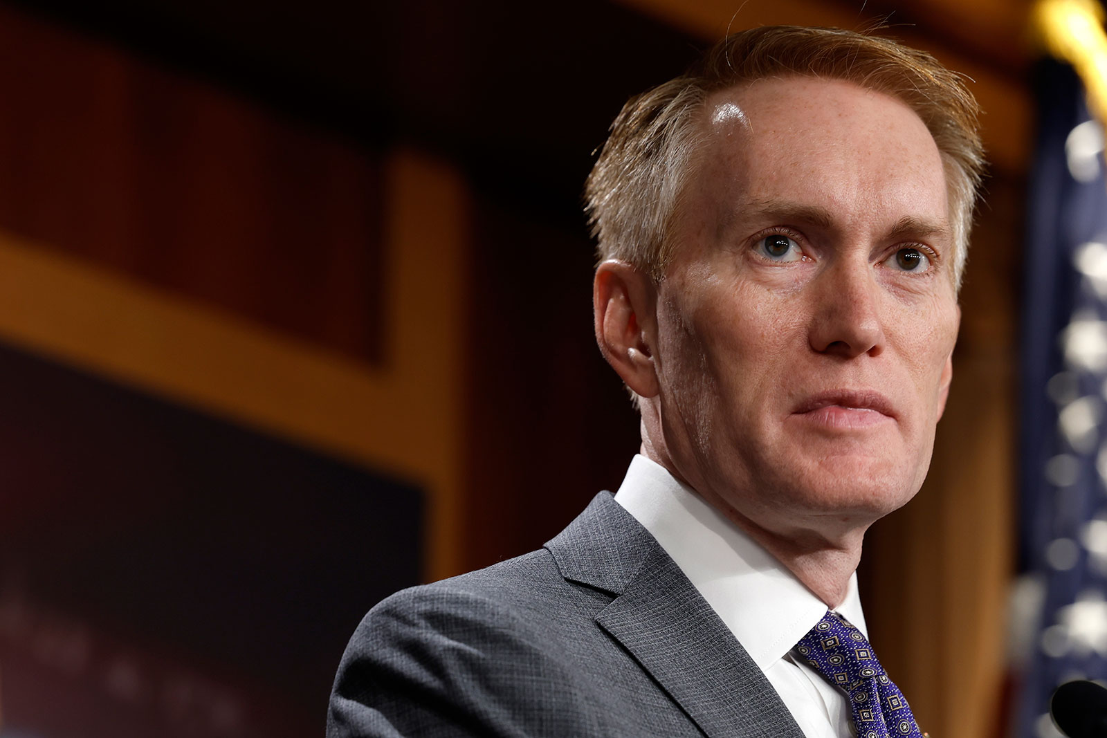 Sen. James Lankford speaks at a press conference in Washington, DC, on August 3. 