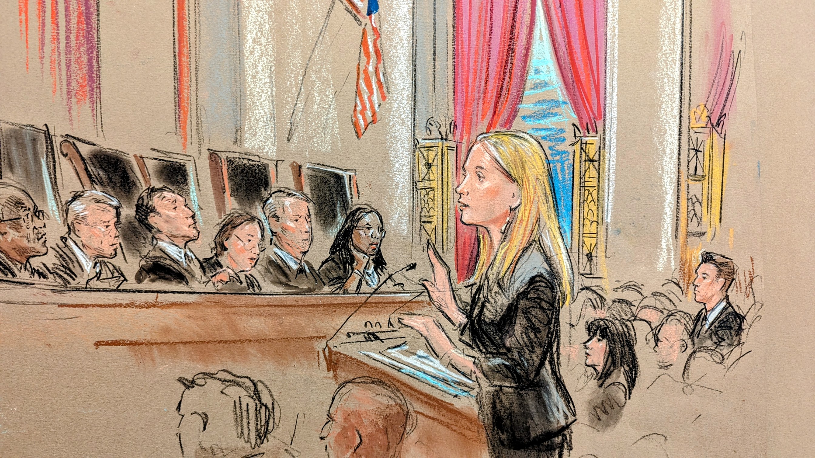 Erin Hawley, senior counsel at Alliance Defending Freedom, argues before the US Supreme Court.
