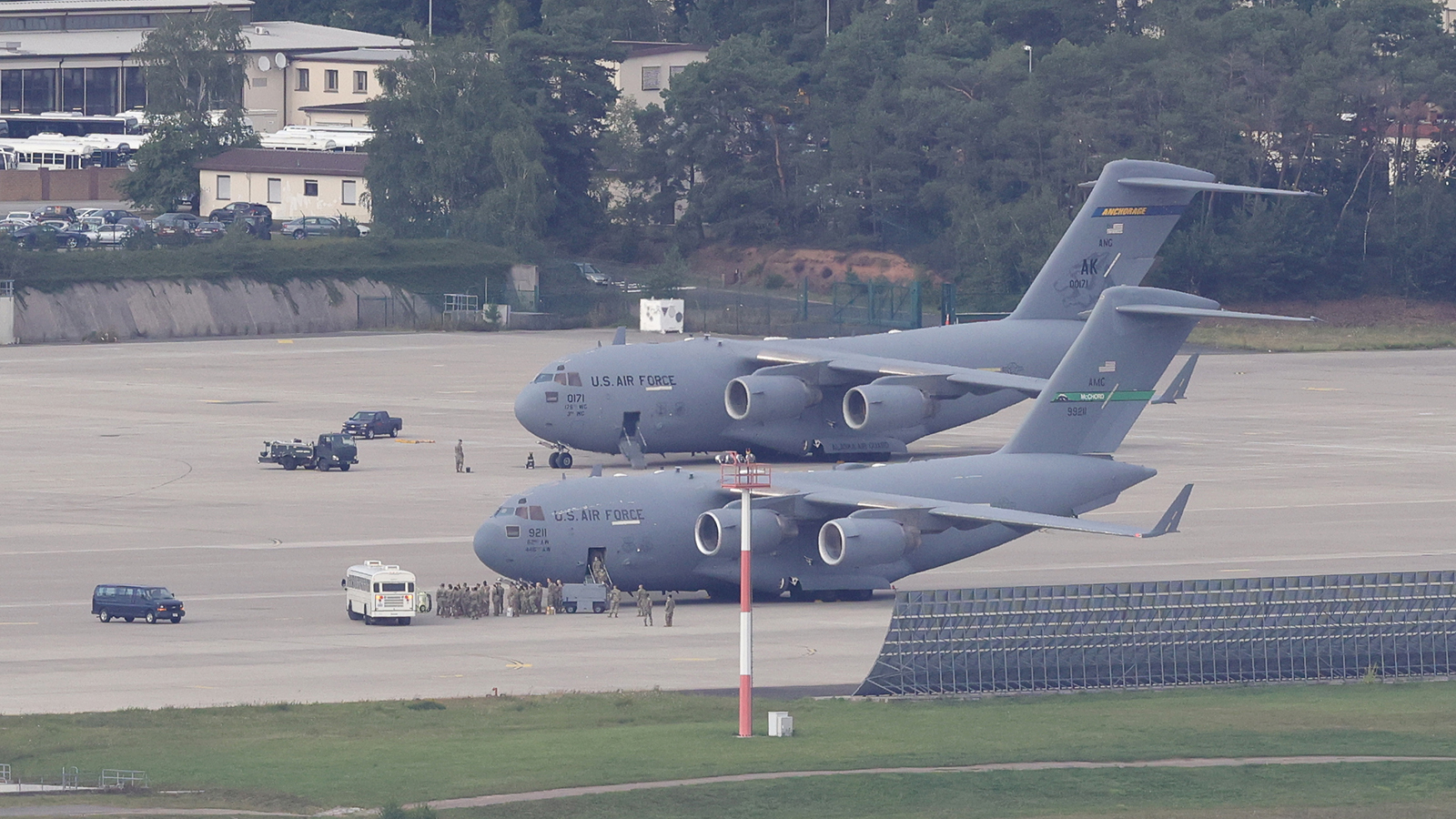 A general view of the Ramstein Air Base of the United States Air Force on August 26 in Ramstein-Miesenbach, Germany.
