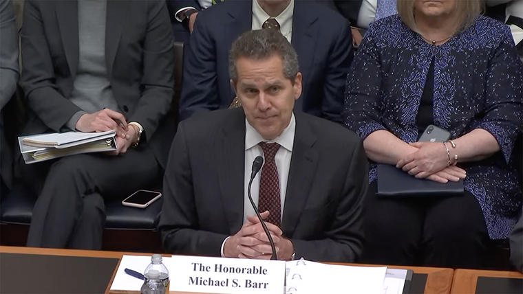 Vice Chairman of the Federal Reserve for supervision Michael Barr during a House Financial Services Committee examining recent bank failures, on Capitol Hill in Washington, DC, today. 