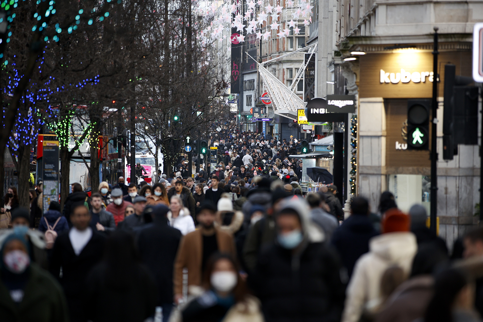 Shoppers on Oxford Street in London, on Monday, Dec. 27. 