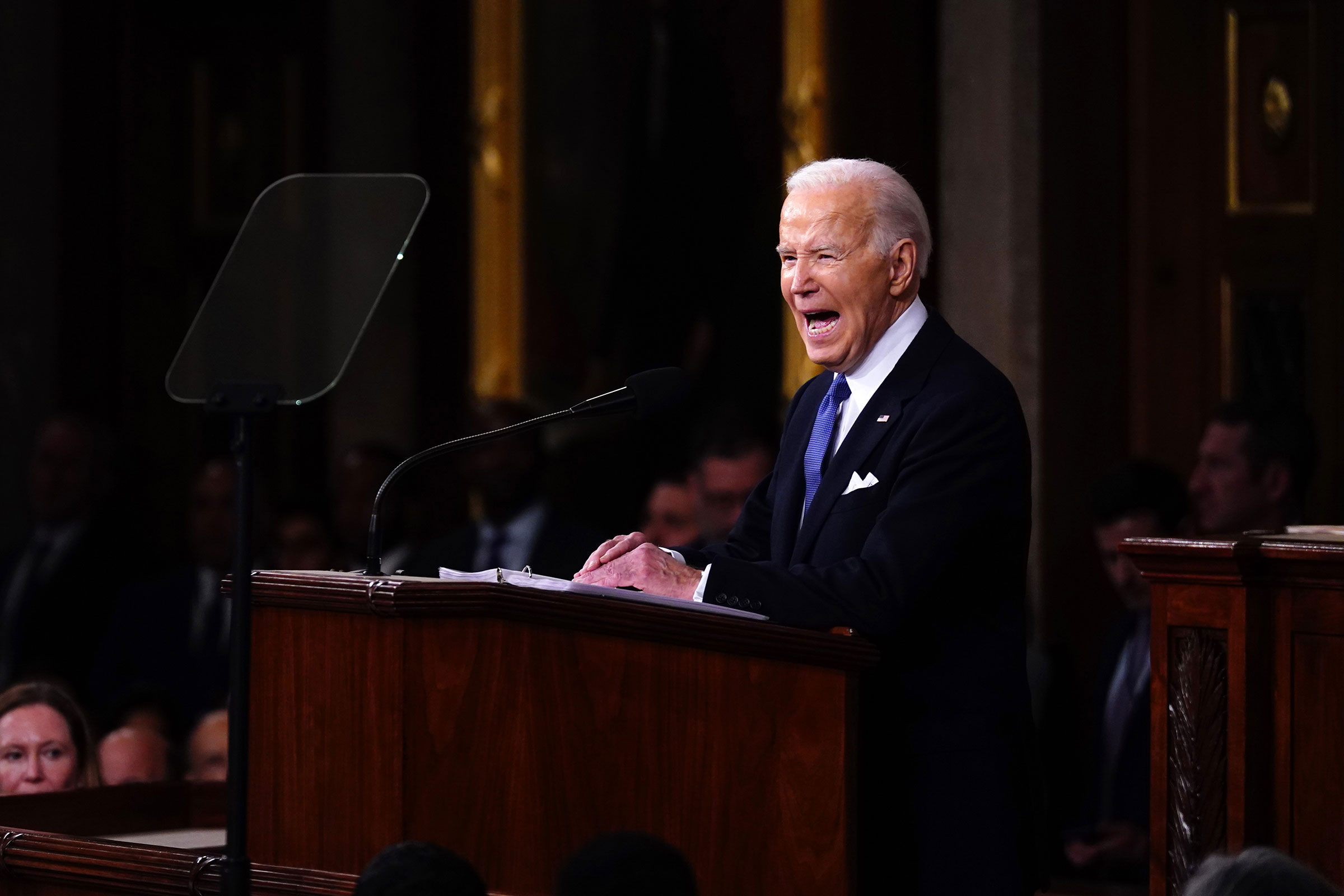President Joe Biden delivers the annual State of the Union address before a joint session of Congress in the House chamber at the Capital building on March 7 in Washington, DC.