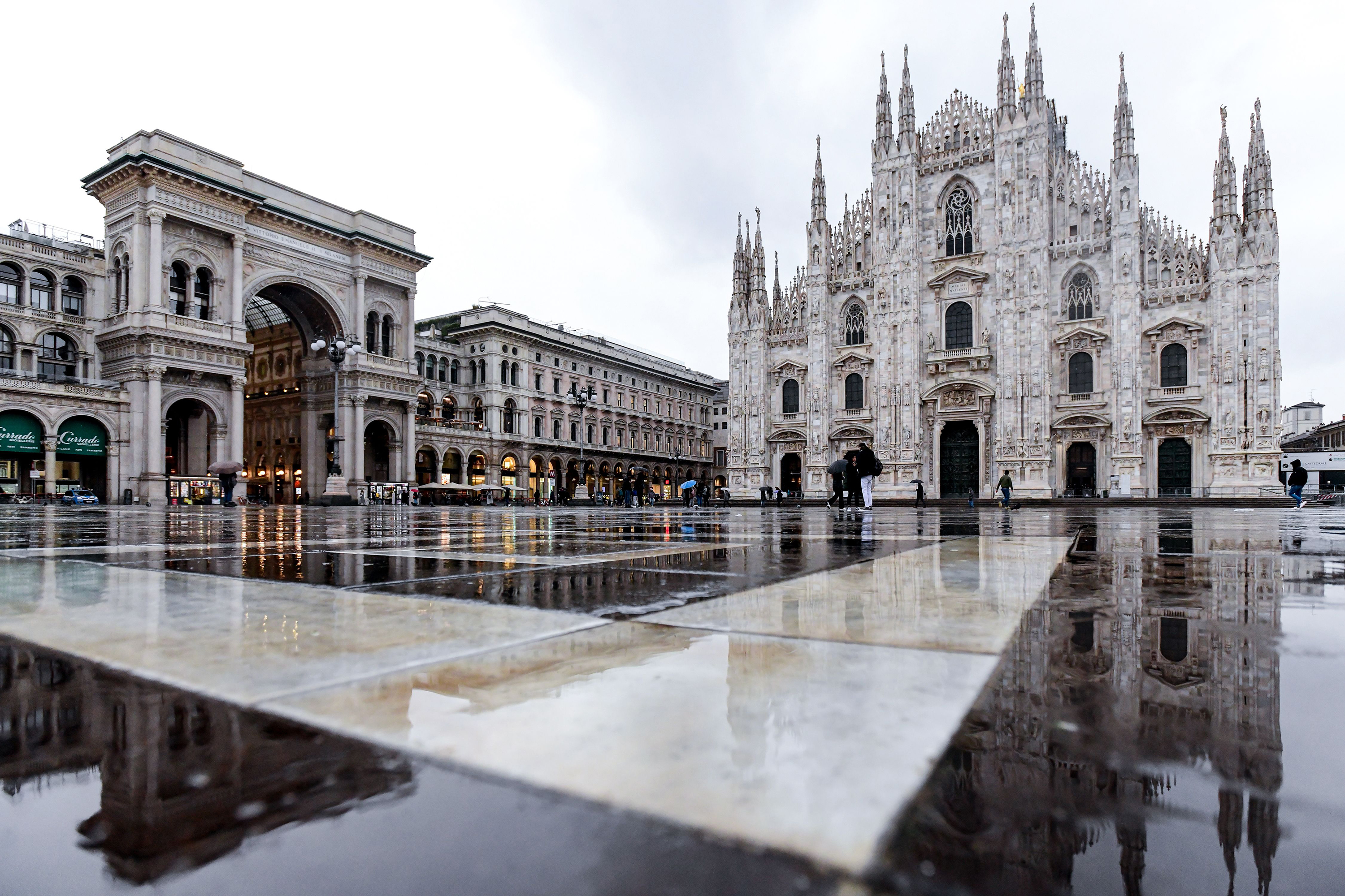 A deserted Piazza Duomo in Milan, Italy, on March 5, 2020.
