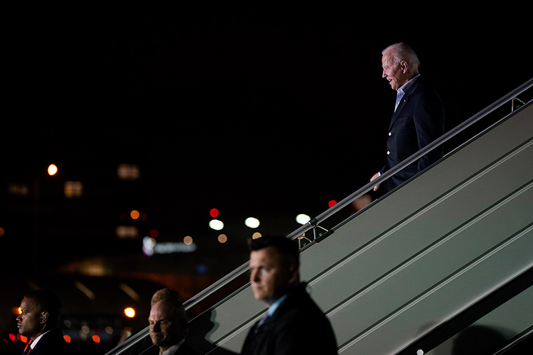 Biden arrives at Warsaw Chopin Airport, Friday, March 25, in Warsaw, Poland. 