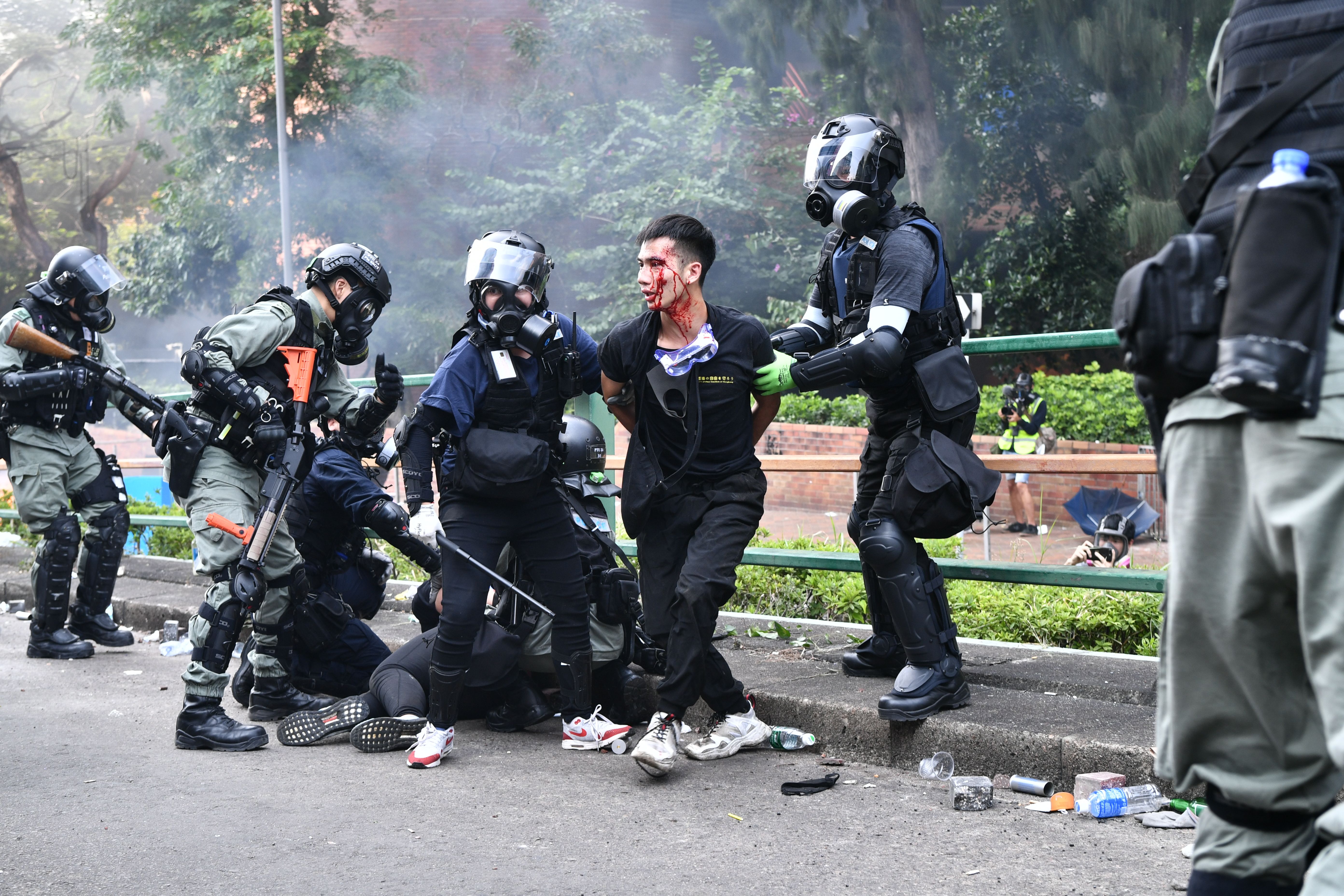 Protesters clashed with police near the Hong Kong Polytechnic University on November 18, 2019.