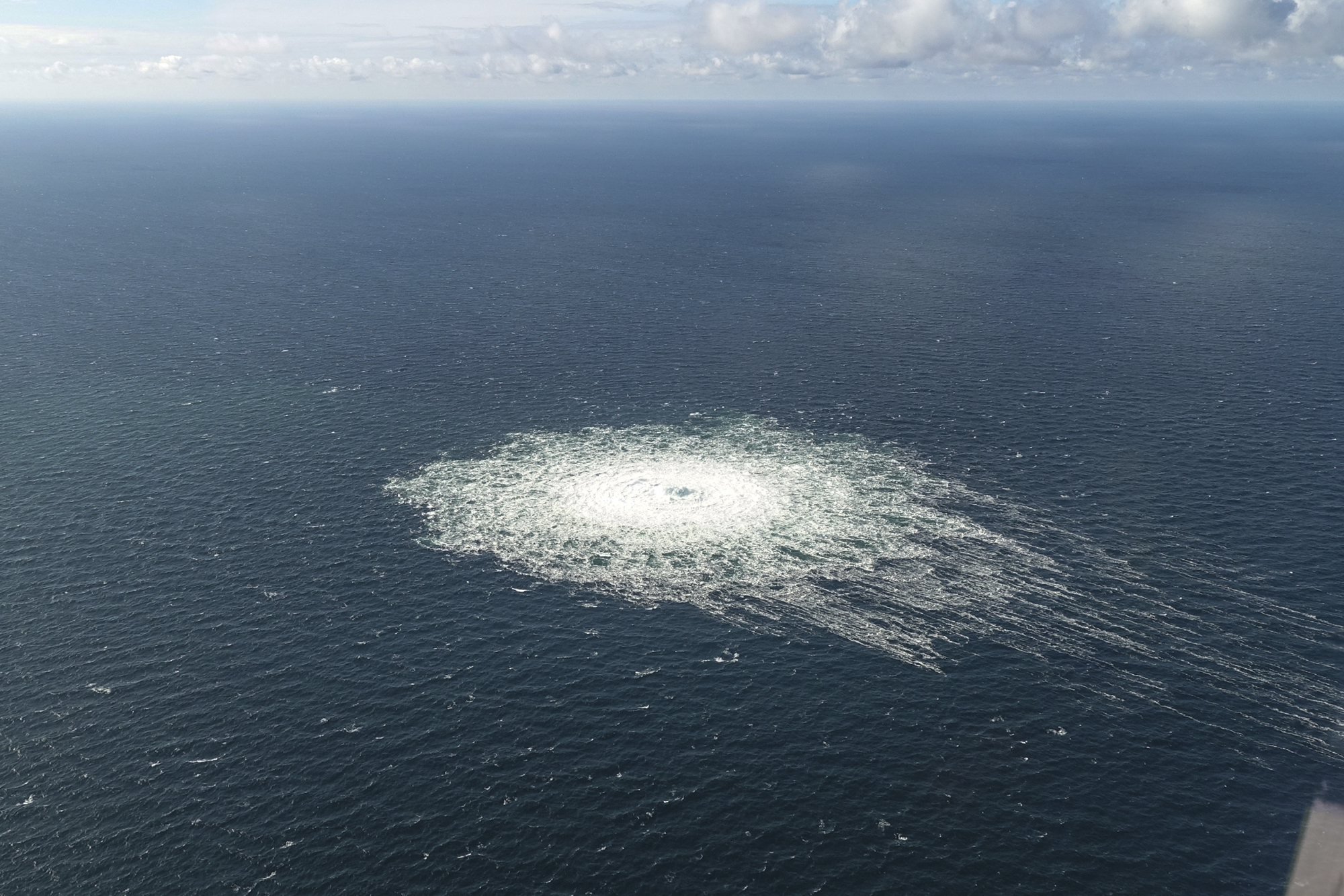 A large disturbance in the sea observed off the coast of the Danish island of Bornholm on September 27.