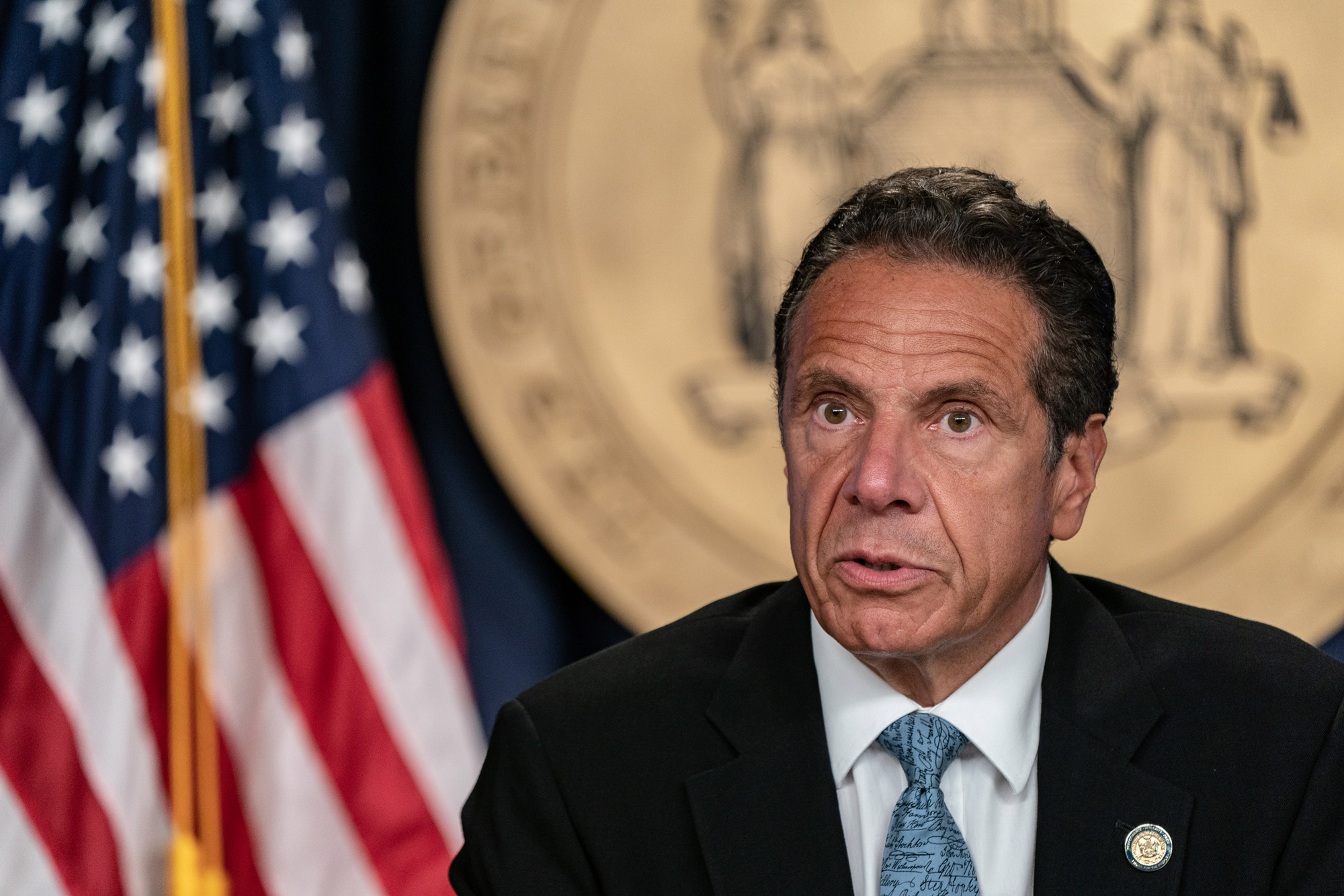 New York Gov. Andrew Cuomo speaks during a daily media briefing at the Office of the Governor of the State of New York on July 23 in New York City. 