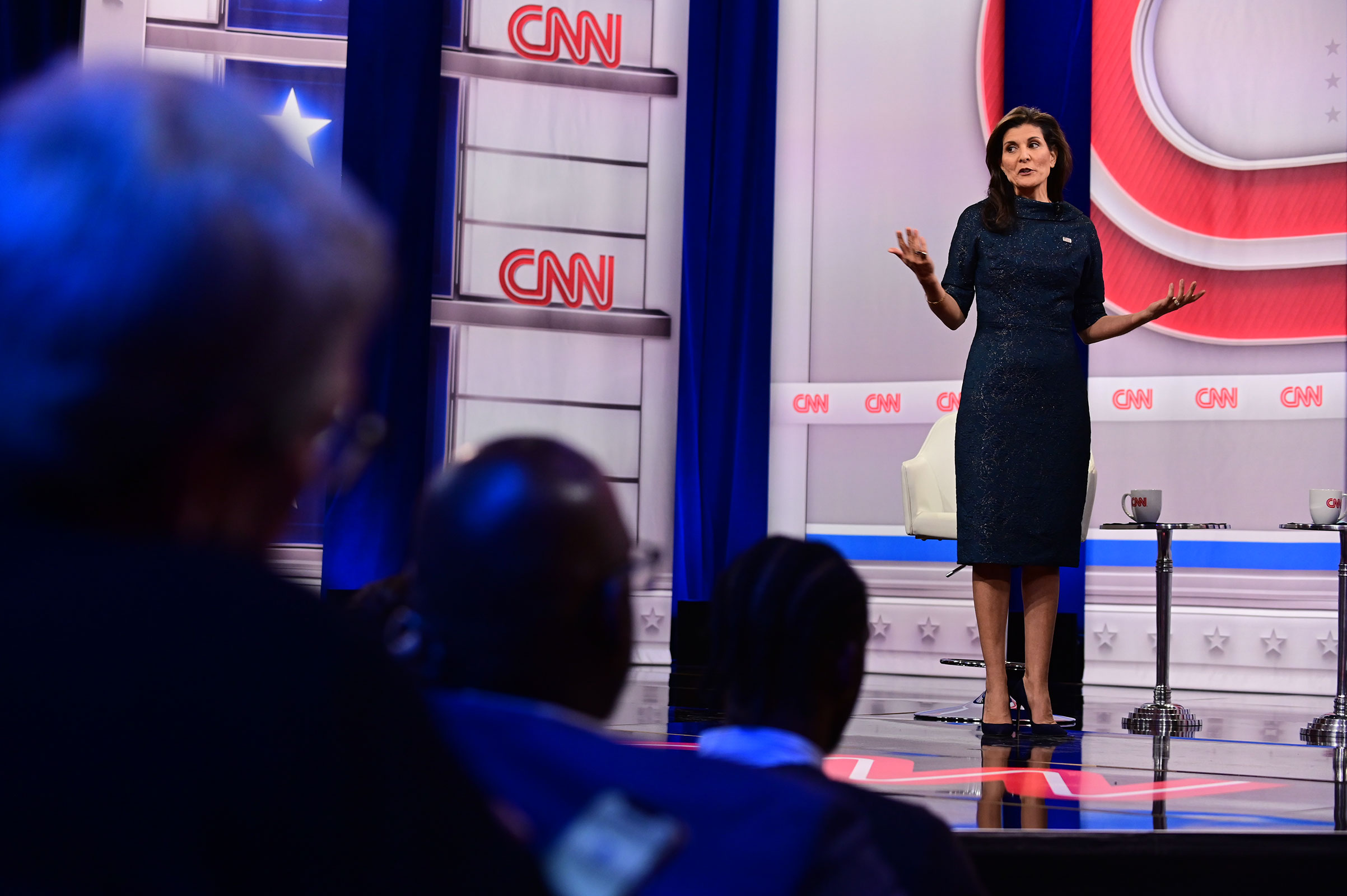 Former South Carolina Gov. Nikki Haley participates in a CNN Republican Presidential Town Hall moderated by CNN’s Jake Tapper at New England College in Henniker, New Hampshire, on January 18, 2024.