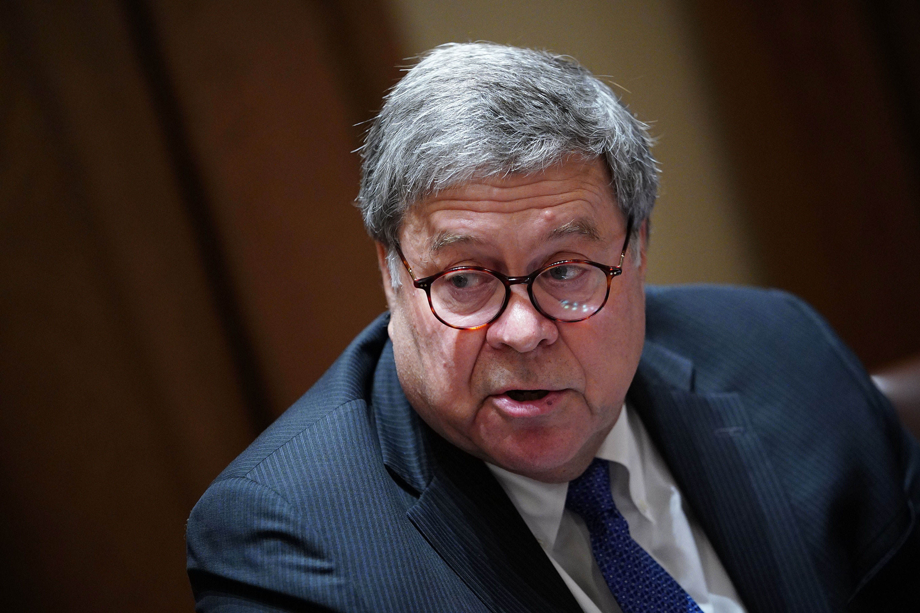 Attorney General William Barr attends a meeting at the White House on September 23 in Washington DC.