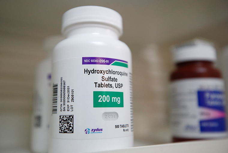 Hydroxychloroquine sits on a shelf in a Utah pharmacy on May 20, 2020. 