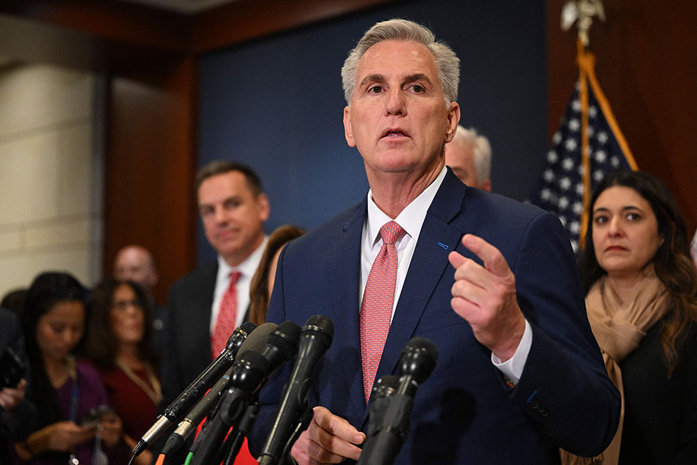 McCarthy speaks after he was nominated to be House Speaker at the US Capitol in Washington, DC on Tuesday, November 15. 