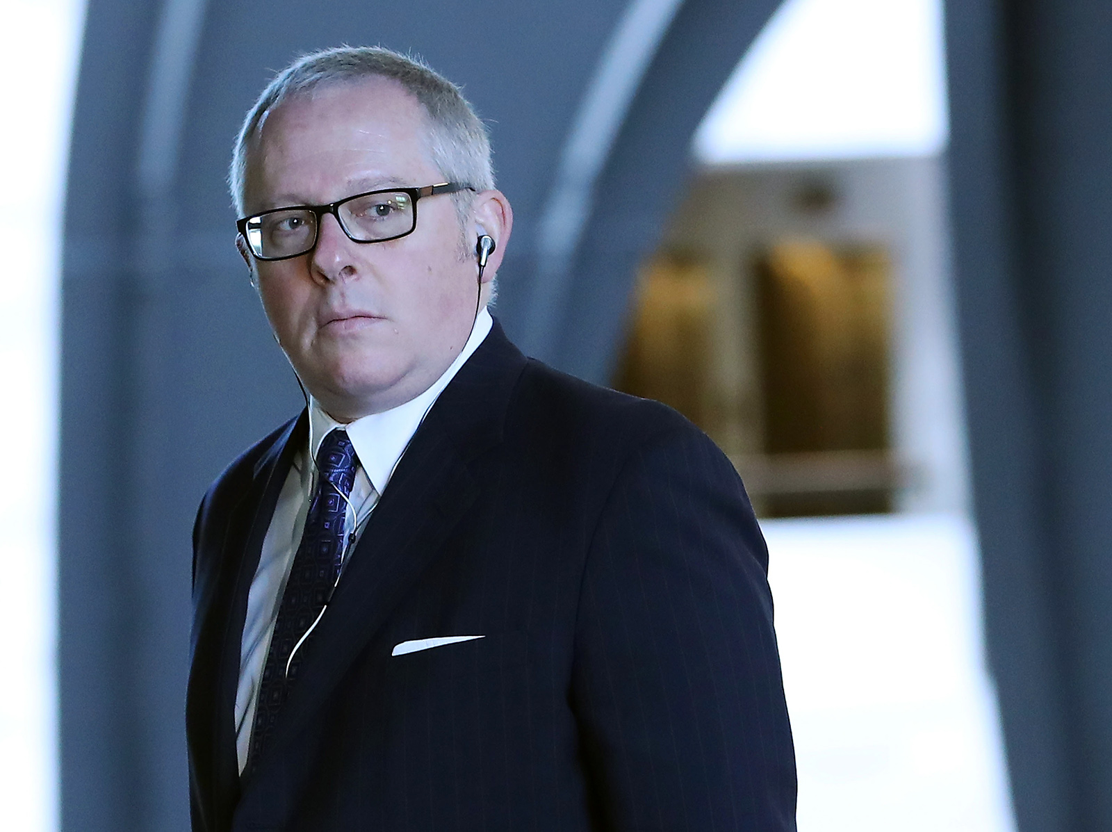 Michael Caputo arrives at the Hart Senate Office building to be interviewed by Senate Intelligence Committee staffers on May 1, 2018 in Washington.