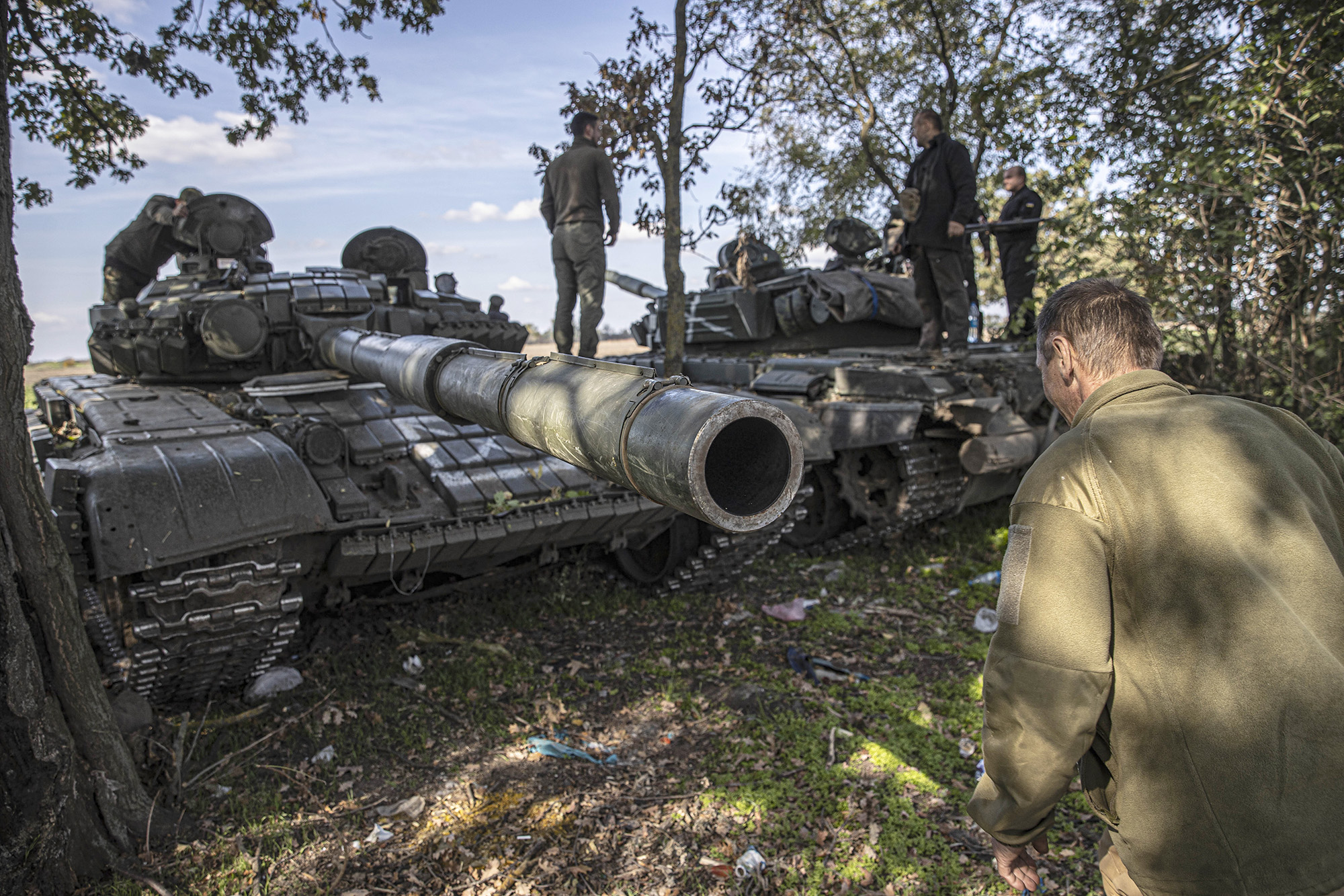 Ukrainian soldiers patrol counterattack against Russian forces in the southern Kherson region, Ukraine, on October 7.
