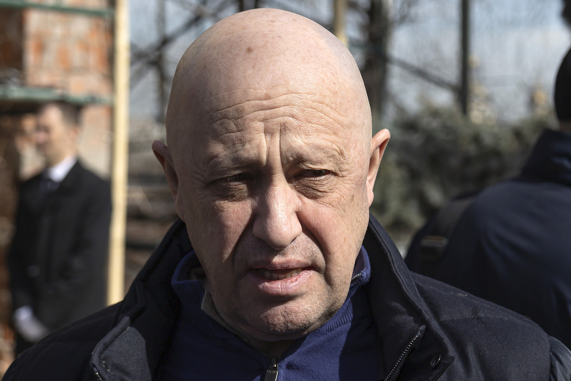 Yevgeny Prigozhin, the owner of the Wagner Group military company, attends a funeral ceremony at the Troyekurovskoye cemetery in Moscow, Russia, on April 8.