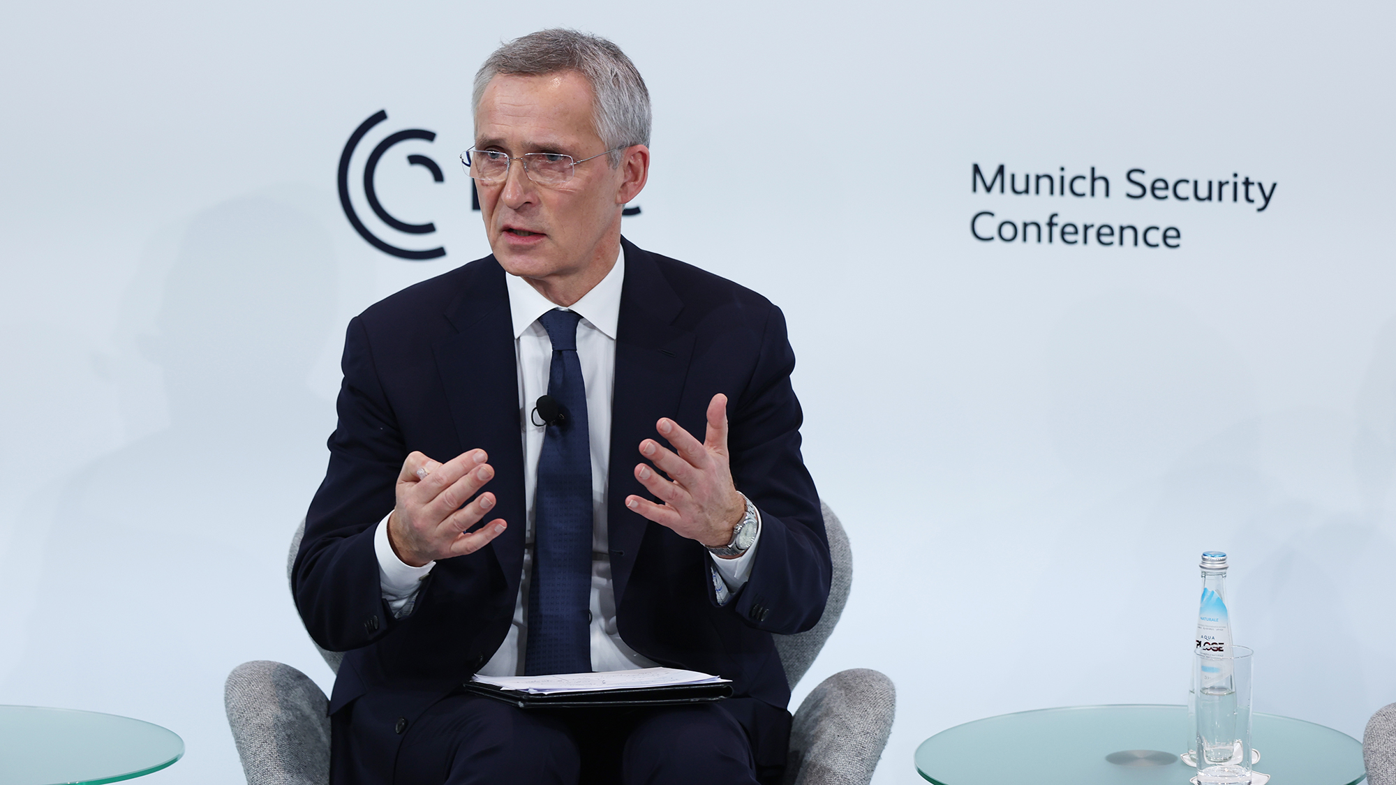 Jens Stoltenberg, Secretary General of NATO, speaks during the 2023 Munich Security Conference on February 18.