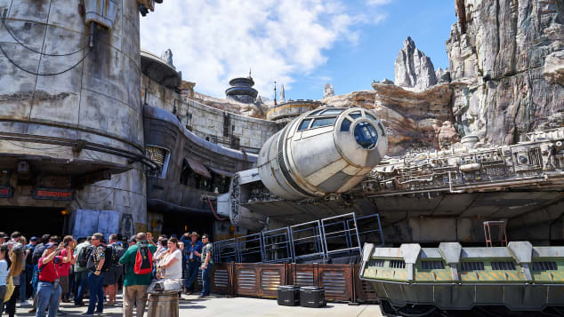 As it opens, the signature attraction and ride at Disneyland's Galaxy's Edge is the full-scale, 100-plus-foot-long, movie-perfect Millennium Falcon.