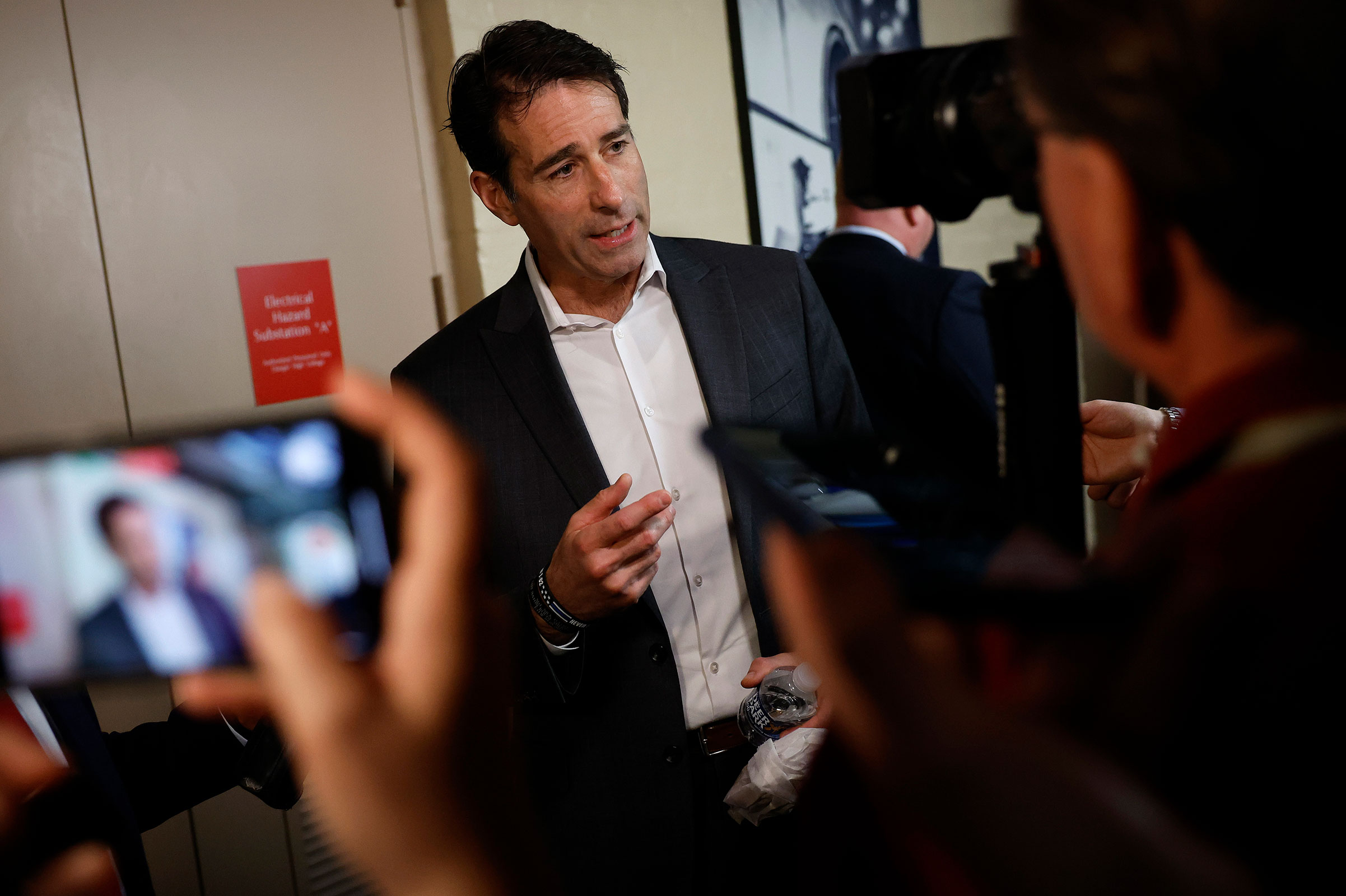 Rep. Garret Graves speaks to reporters as he laves a House Republican caucus meeting at the Capitol on May 16, in Washington, DC. 