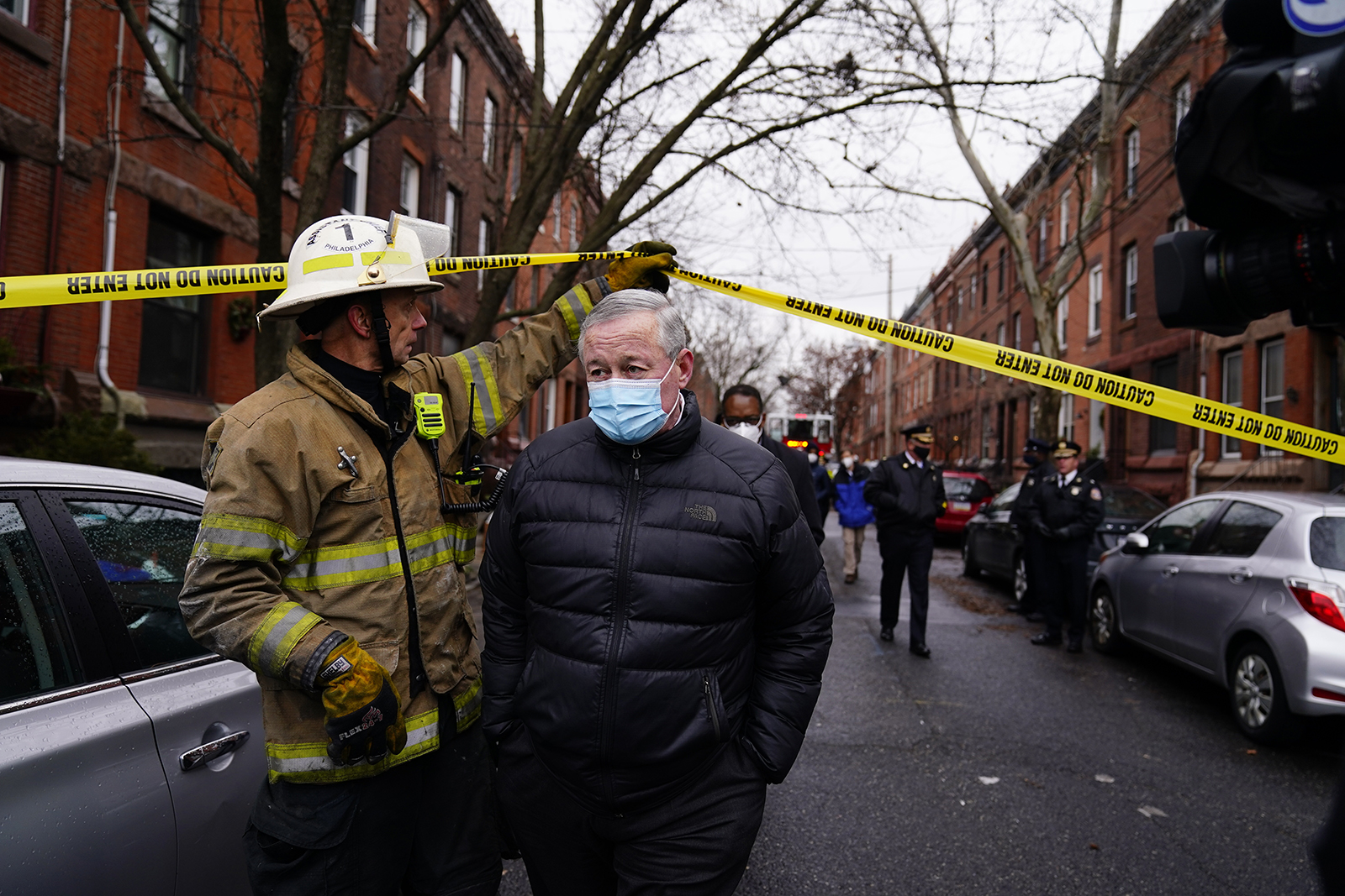Philadelphia Mayor Jim Kenney after giving a news conference near the scene of a deadly row house fire on Wednesday.
