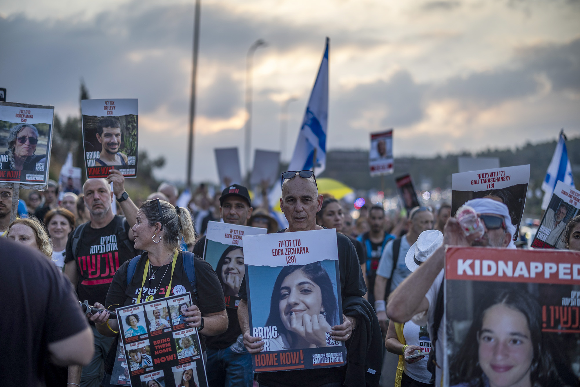 Relatives and friends of the Israeli hostages held by Hamas take part in a march to Jerusalem calling for their release on November 17. 