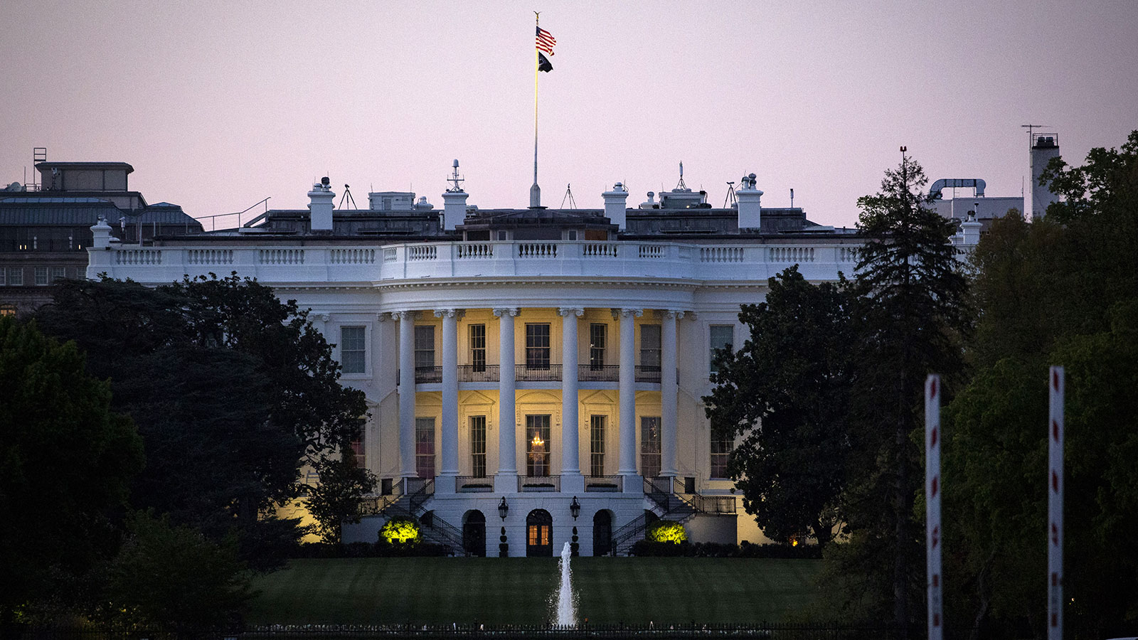 The White House stands at dusk in Washington, D.C. on April 16. 