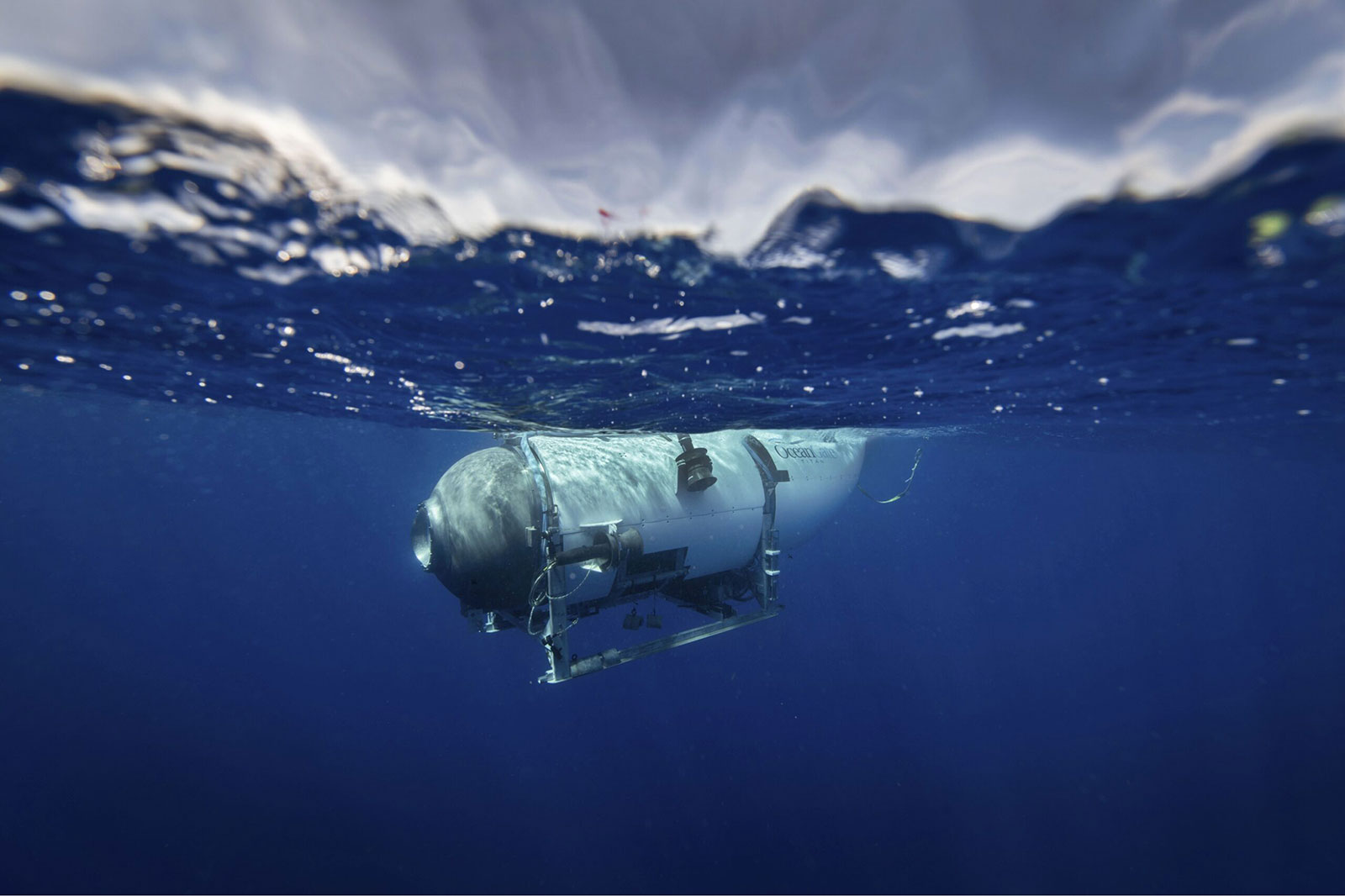 An undated photograph of OceanGate's Titan submersible. It can hold up to five people on a dive to the bottom of the ocean.