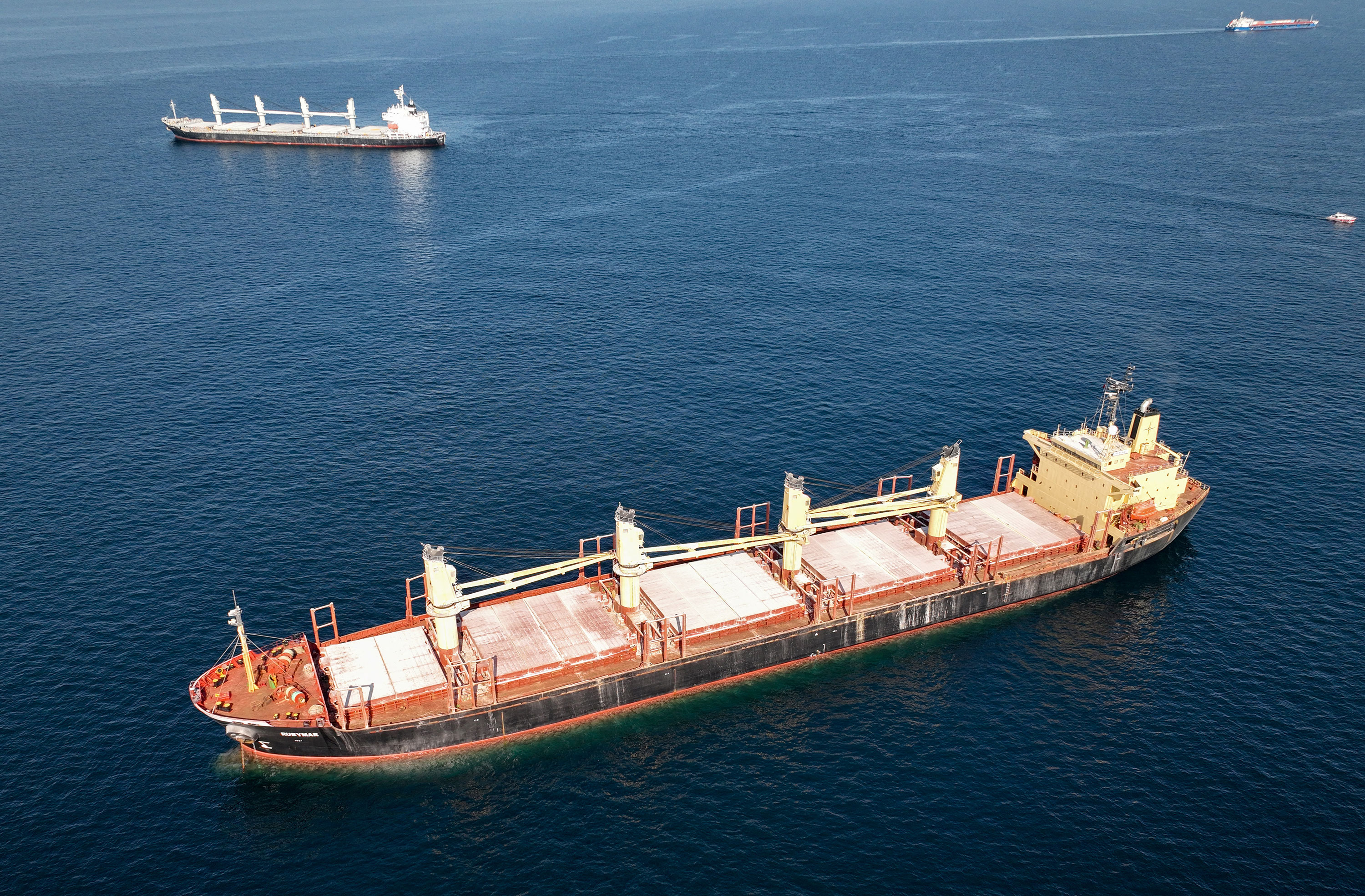 Cargo ship Rubymar, carrying Ukrainian grain, is seen in the Black Sea off Kilyos near Istanbul, Turkey on November 2. 