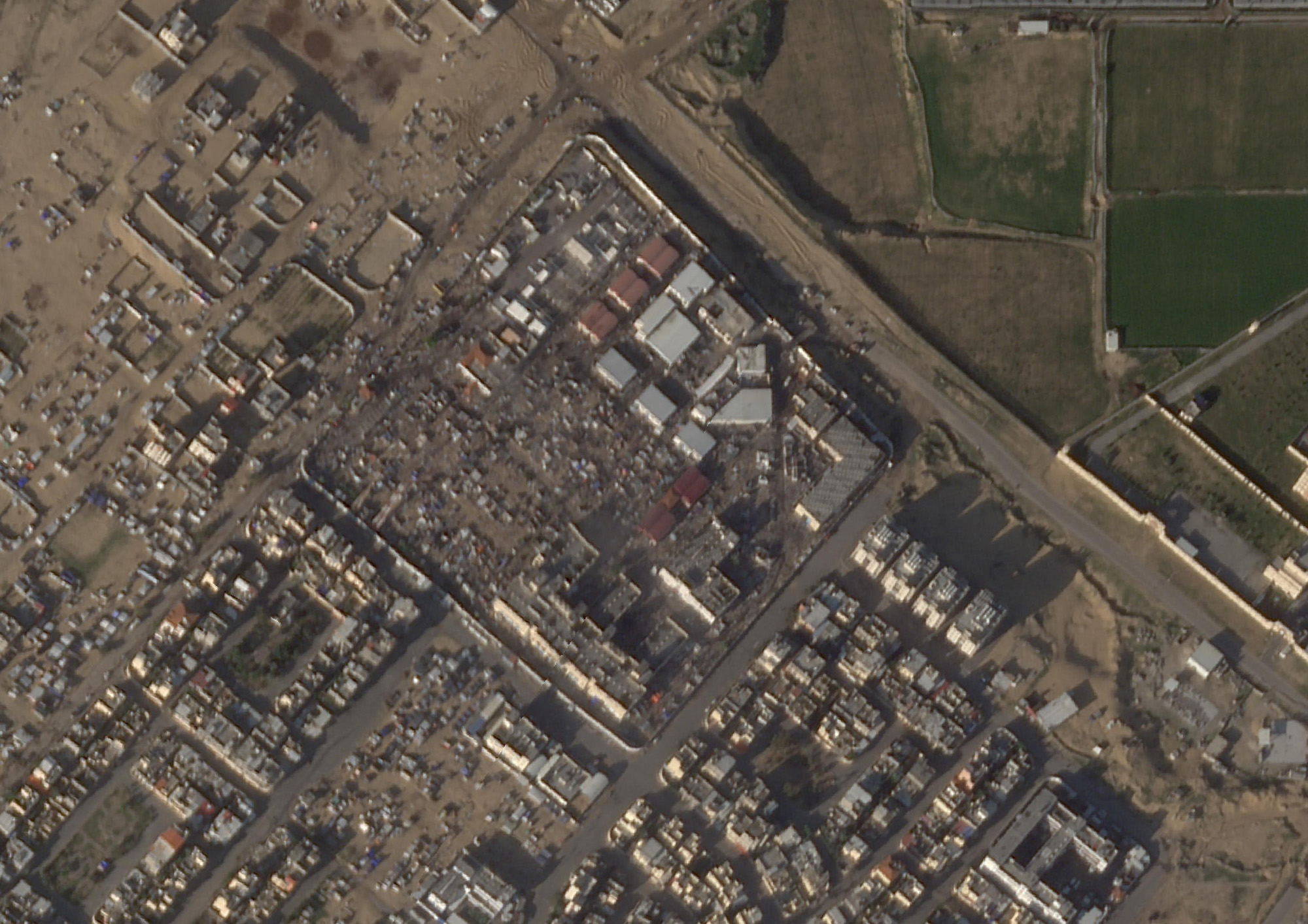 The same area on January 29 shows the tents have gone.