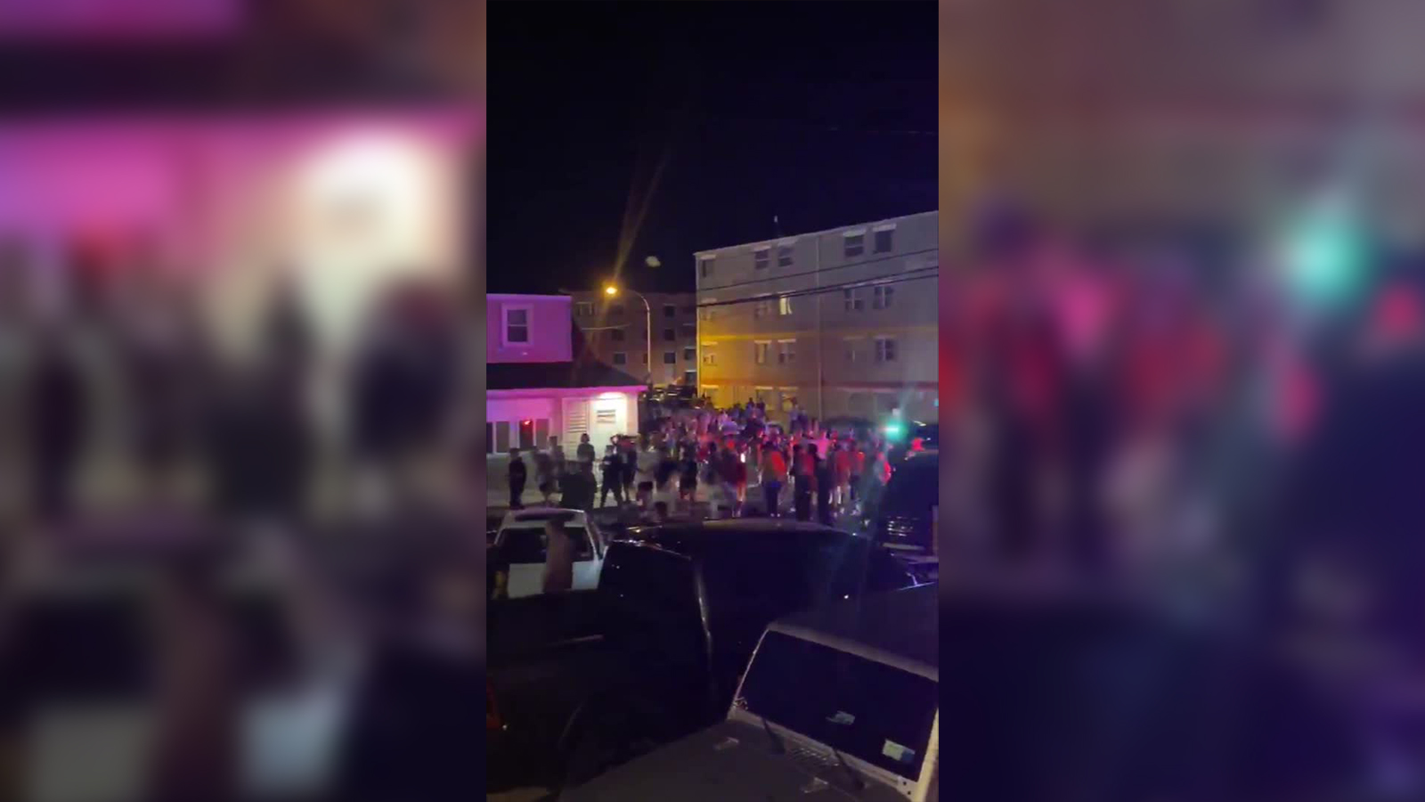 Dozens of people leave a New Jersey boardwalk in Seaside Heights, New Jersey, while surrounded by a large police presence on Monday, September 14.