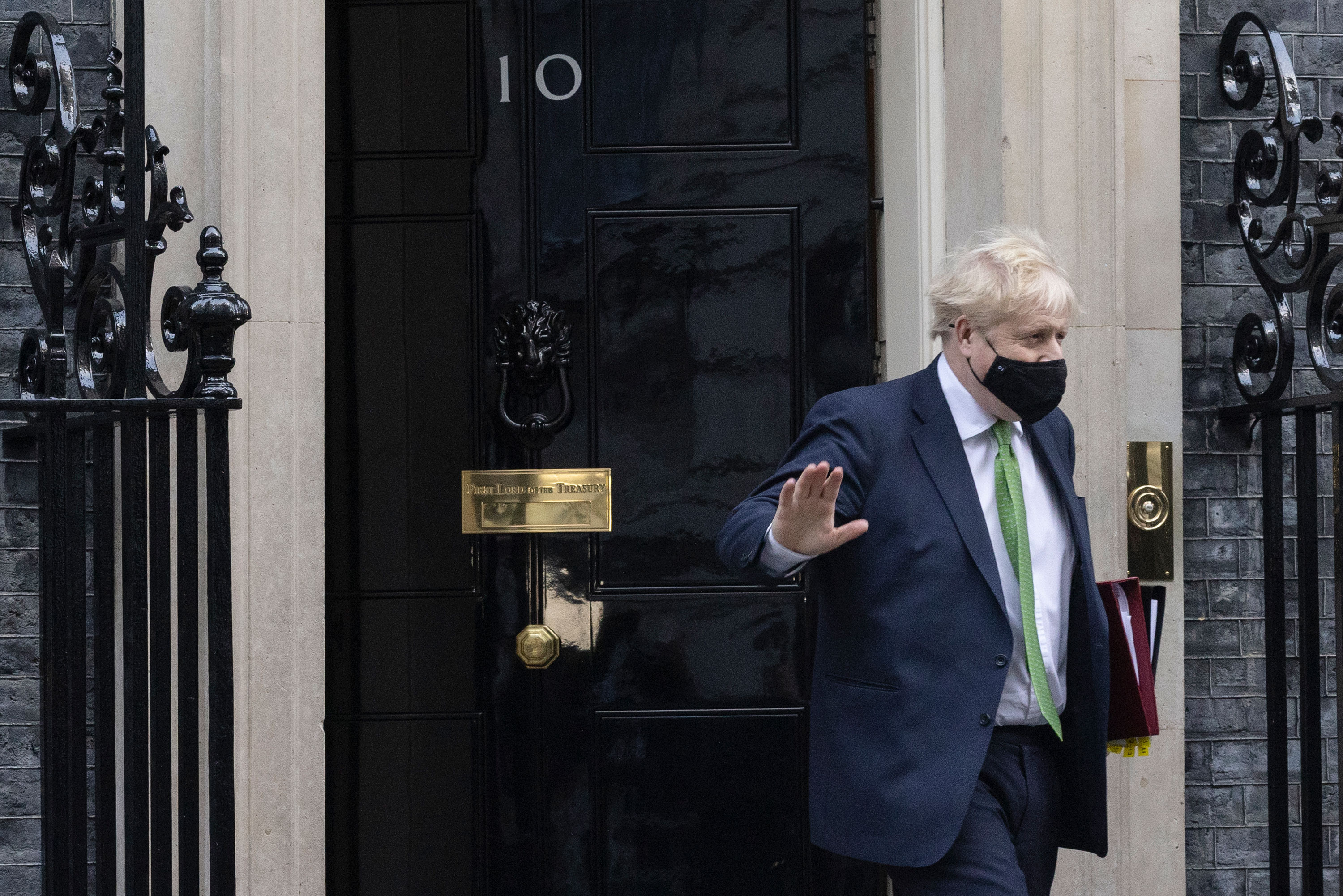UK Prime Minister Boris Johnson leaves 10 Downing Street in London on January 19.